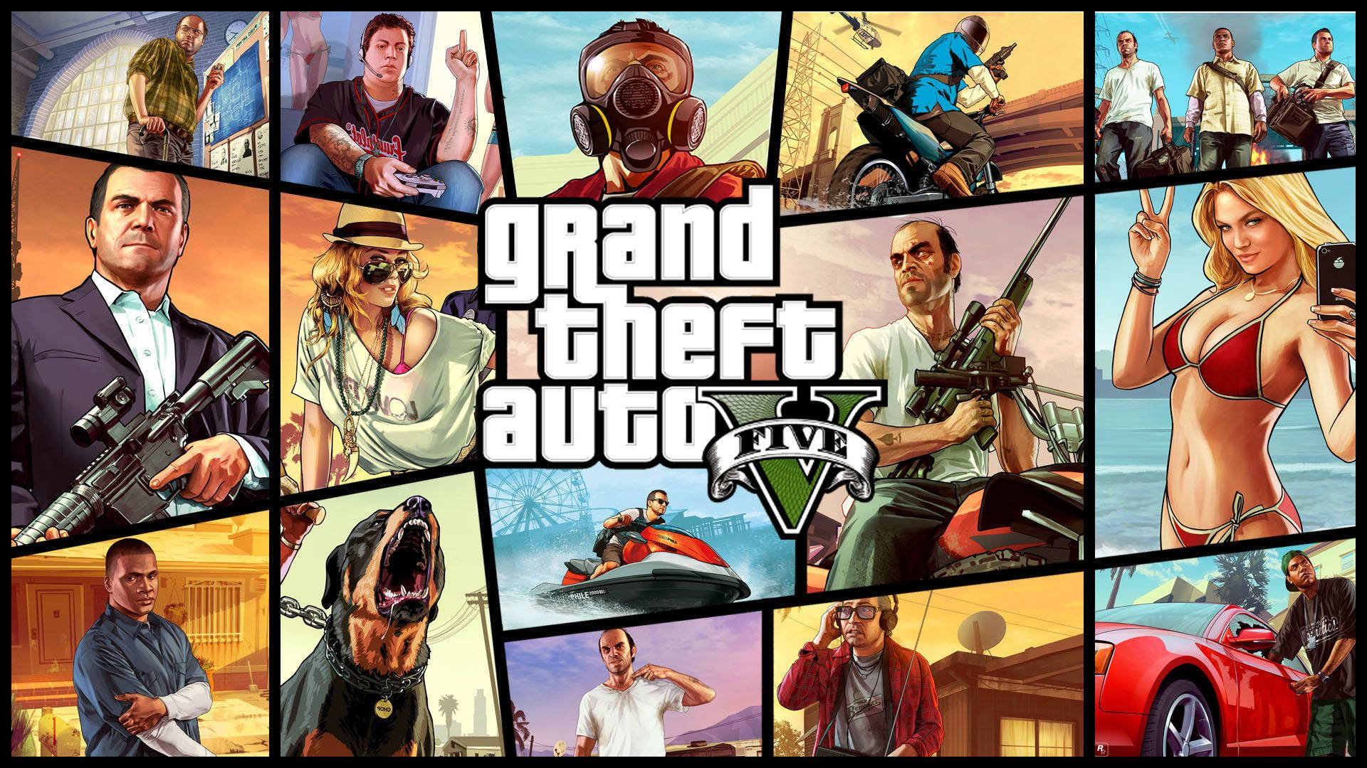 1080p Постер гри GTA 5 Шпалери
