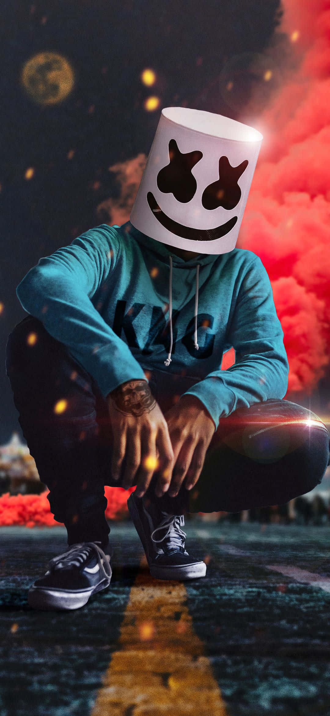 1080x2340 4K Маршмелло Кольористый Дым Шпалери