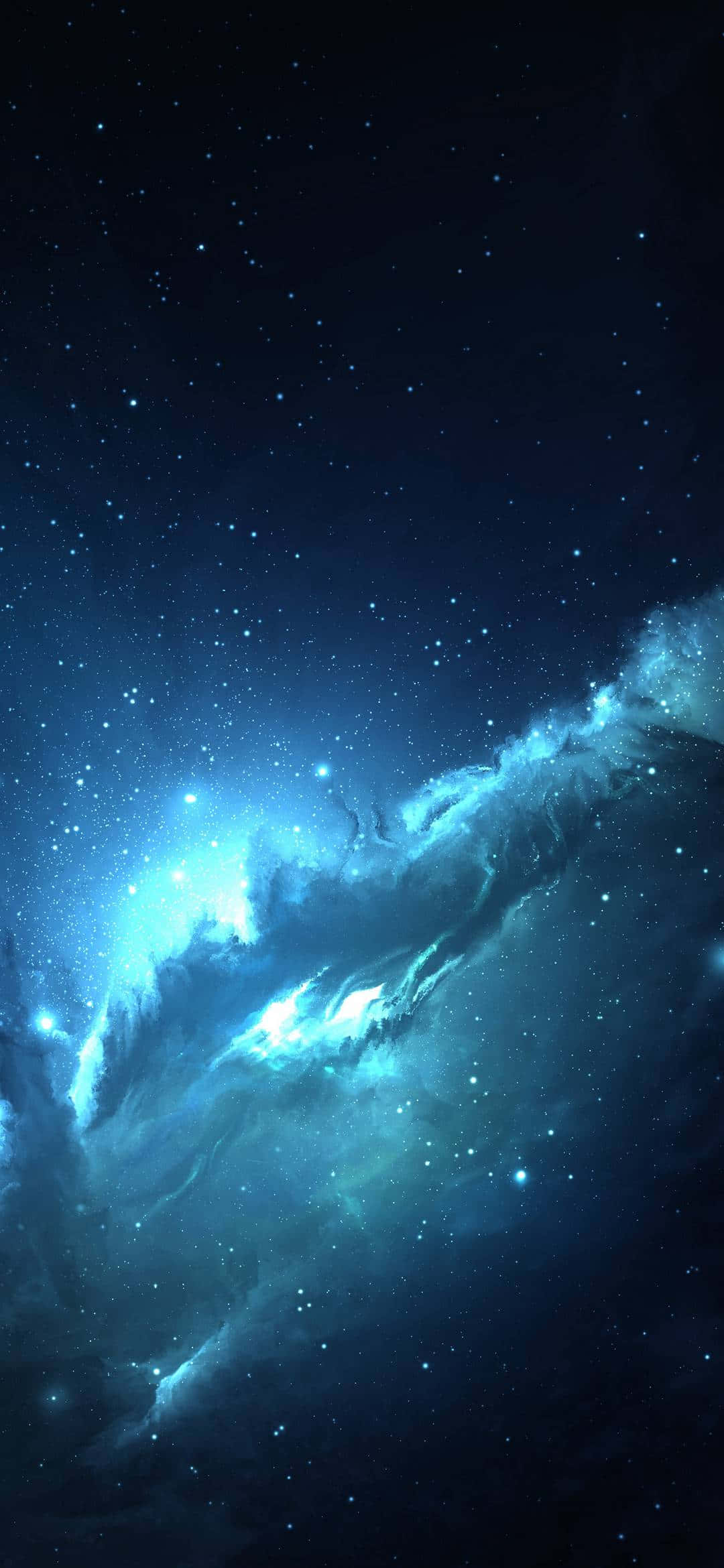 1080x2340 4K Неоновая синяя туманность Шпалери