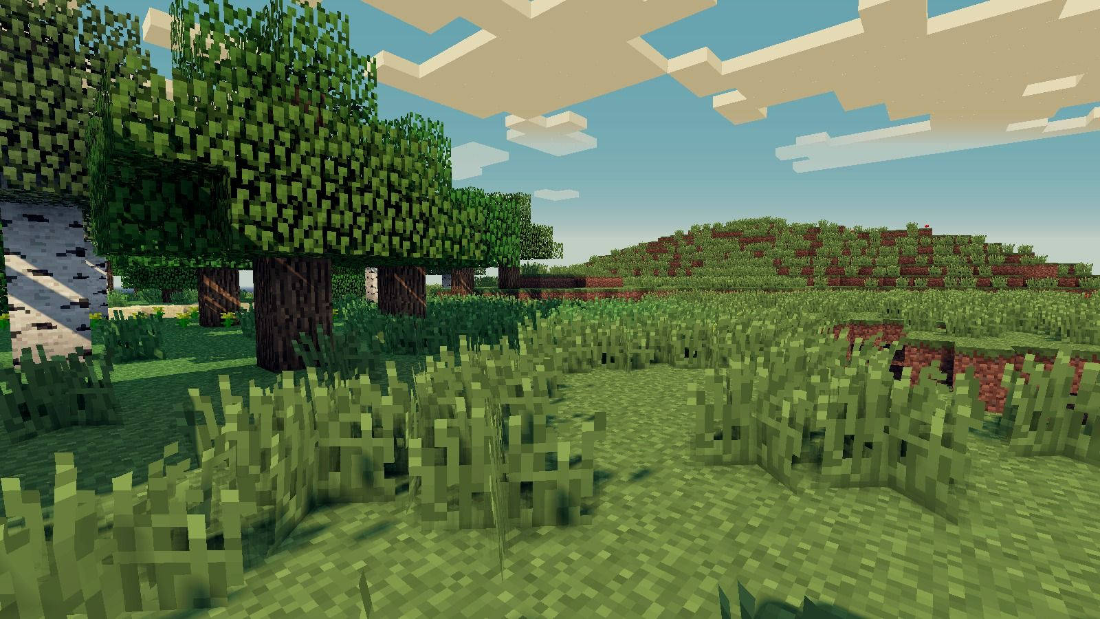 1280x720 Зелене поле в Minecraft Шпалери