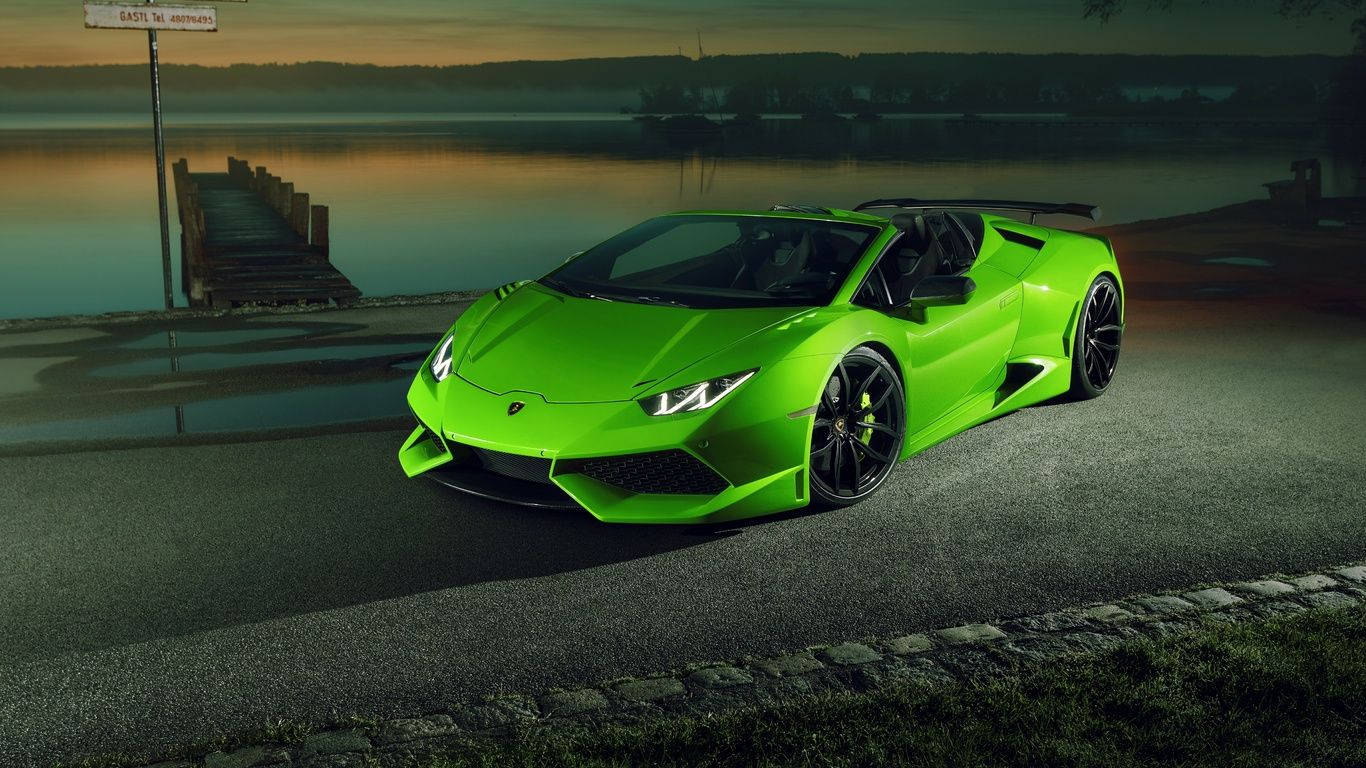 1366x768 HD Зеленый Спортивный Автомобиль Шпалери