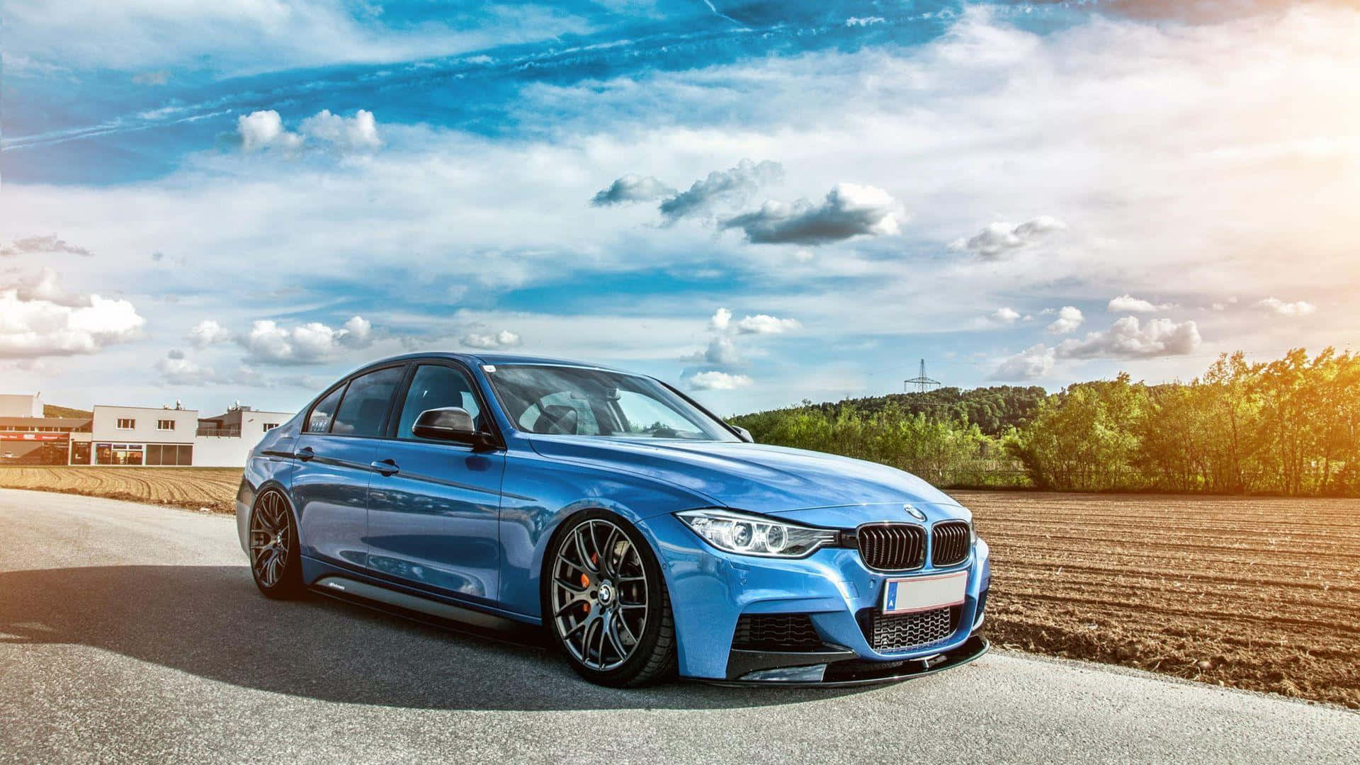 1920x1080 BMW блискучий синій F30 Шпалери