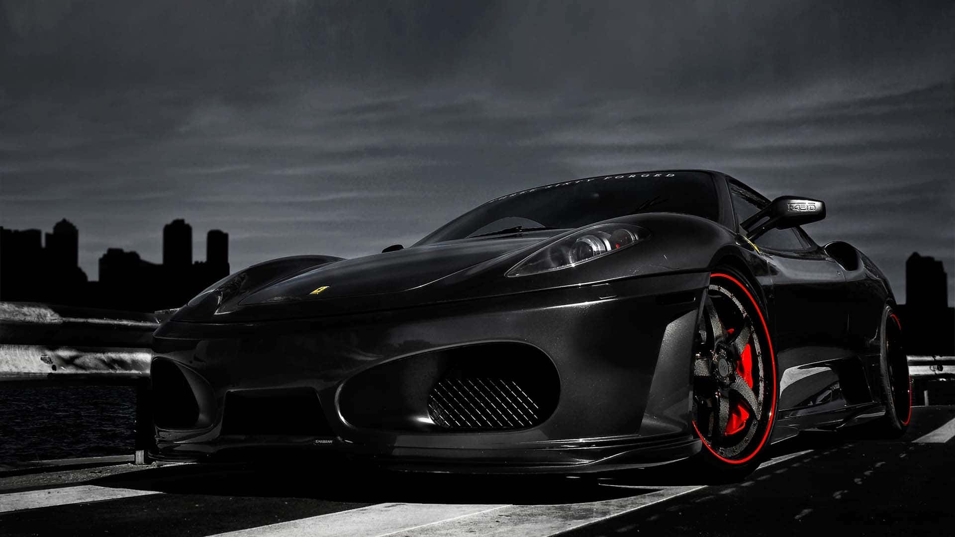 1920x1080 HD Автомобіль Чорний Ferrari Шпалери