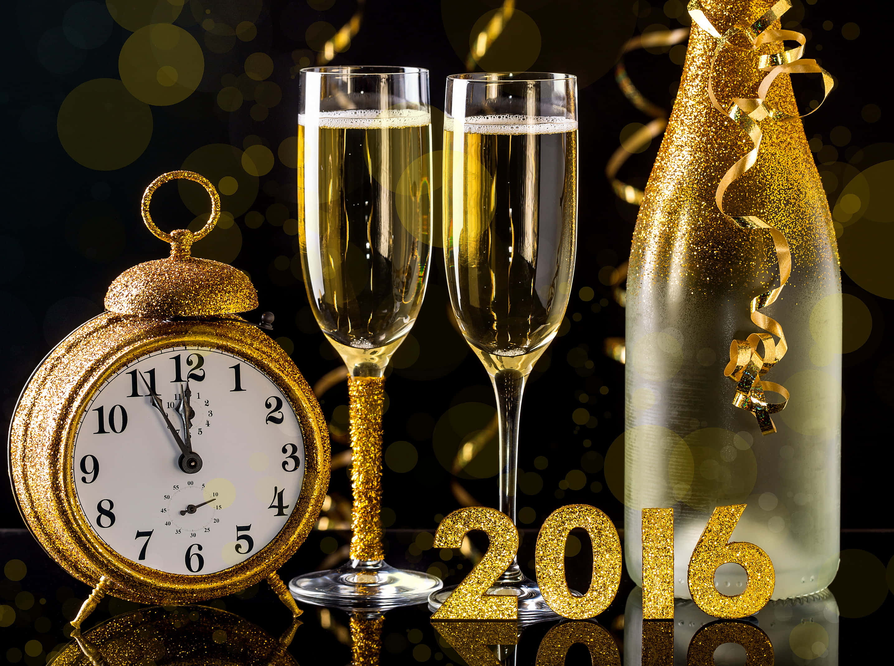 Золоте Новорічне тло 2016 Шпалери