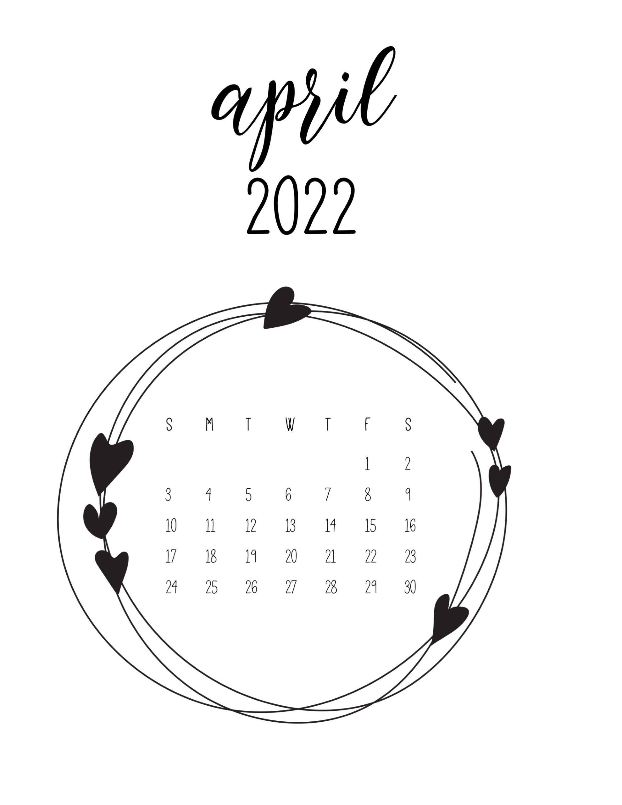 Чорно-білий календар на квітень 2022 Шпалери