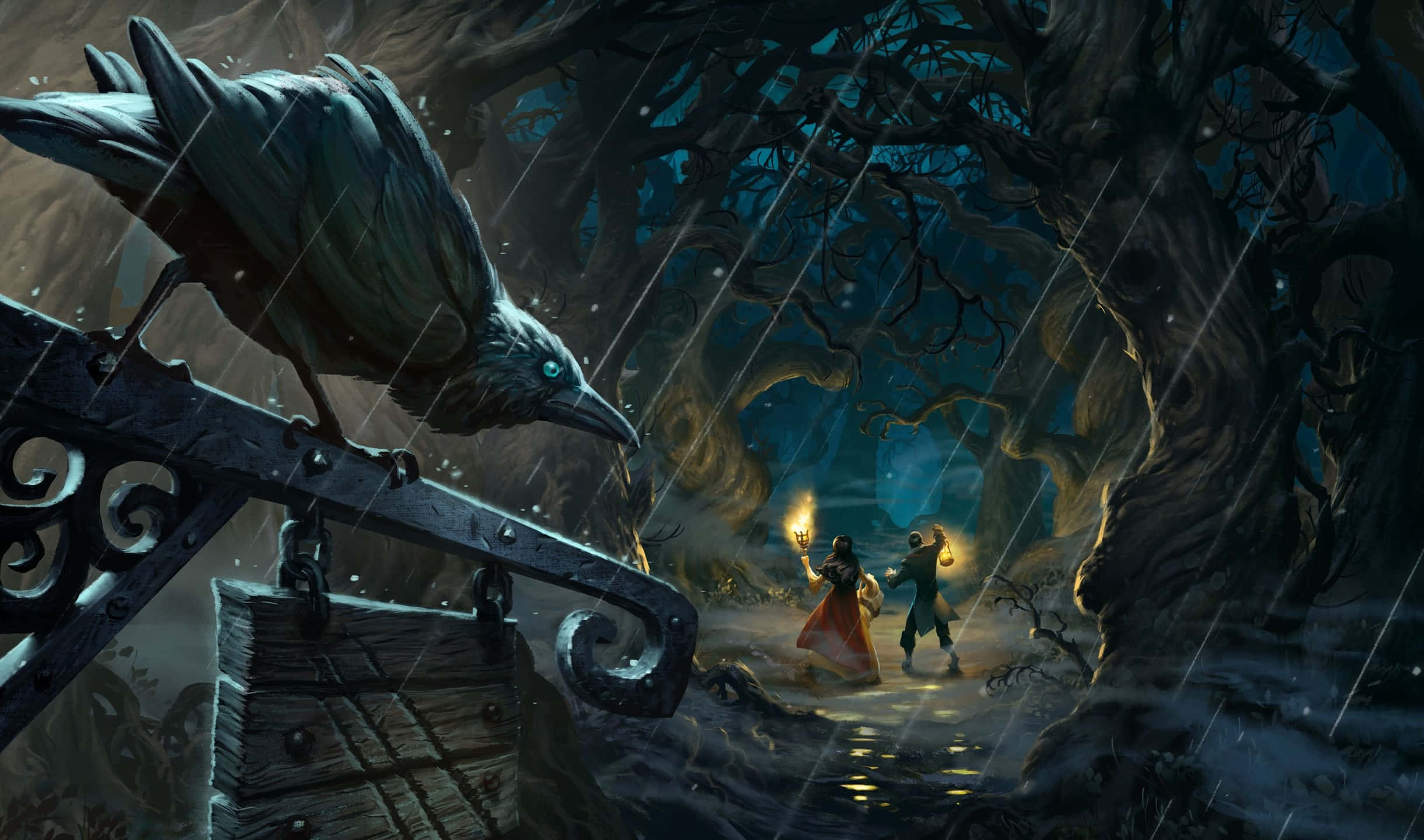 2440x1440 Hearthstone Моторошний Відьмин Ліс фон Шпалери