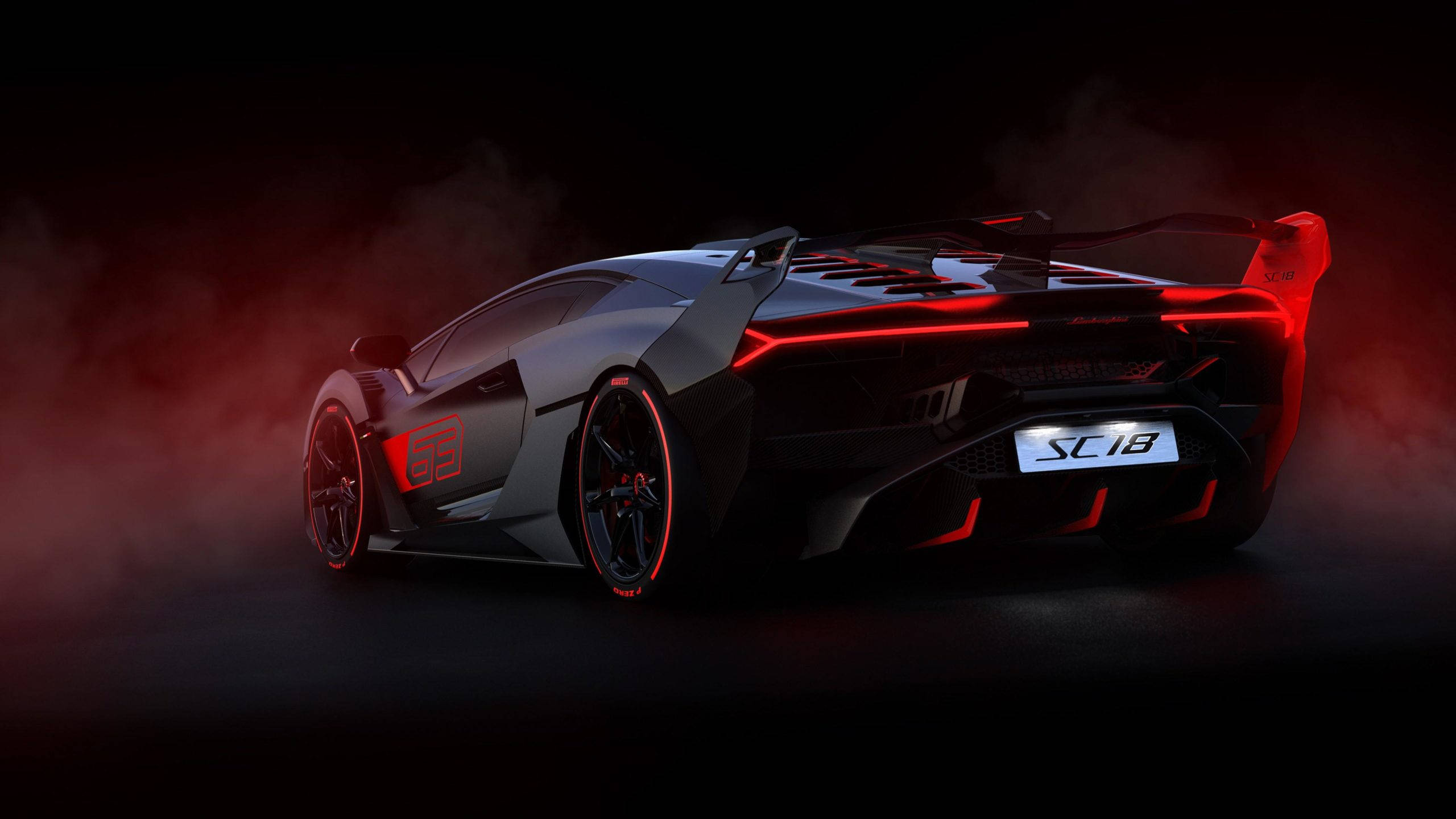 2560x1440 Автомобіль Червоний та Чорний Lamborghini Aventador Шпалери