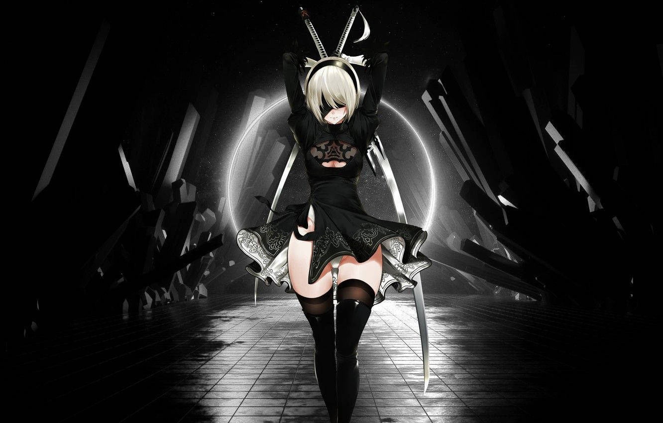 2B Чорне Аніме Шпалери