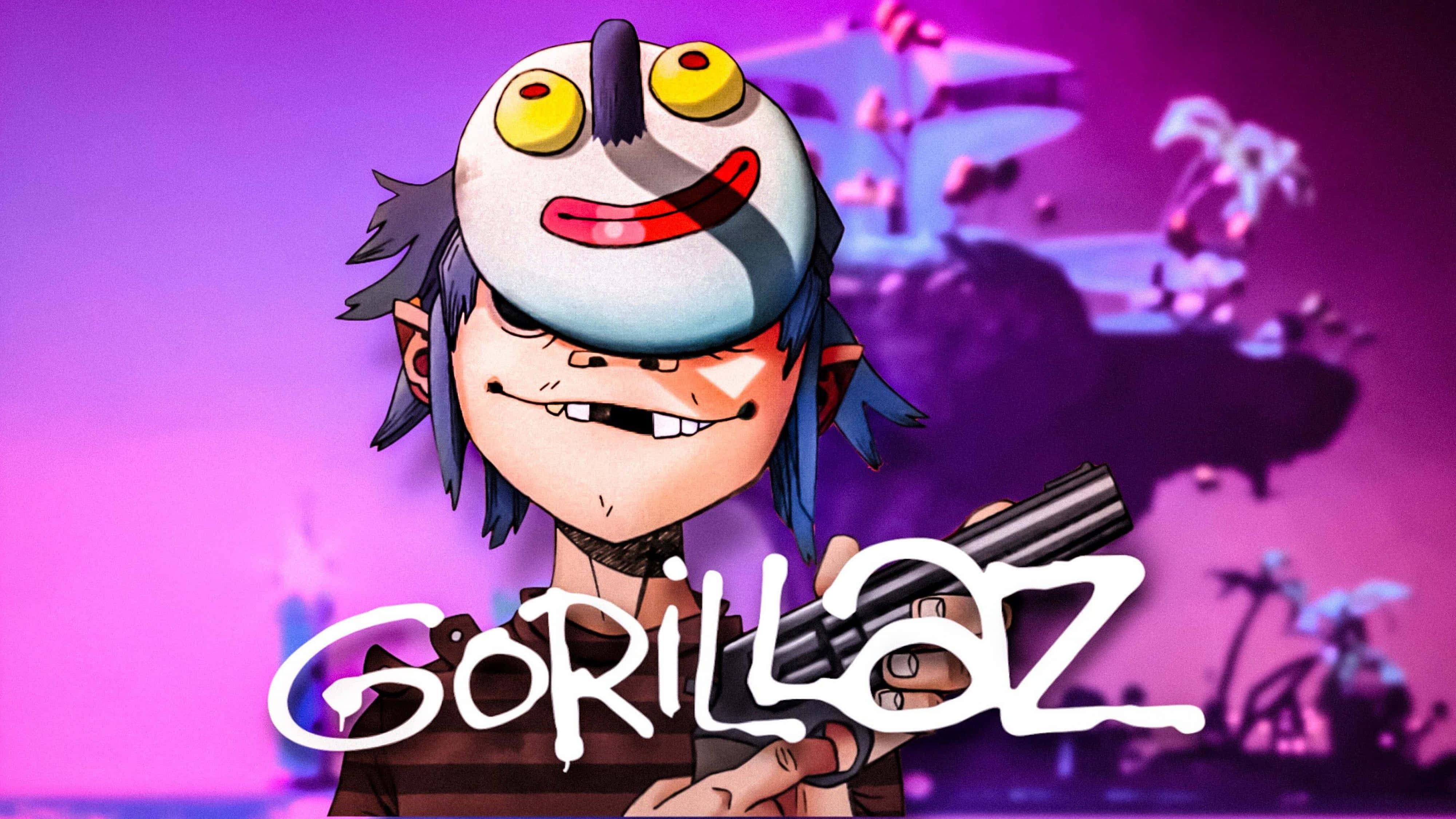 2D Gorillaz у фіолетовій естетиці 4K Шпалери