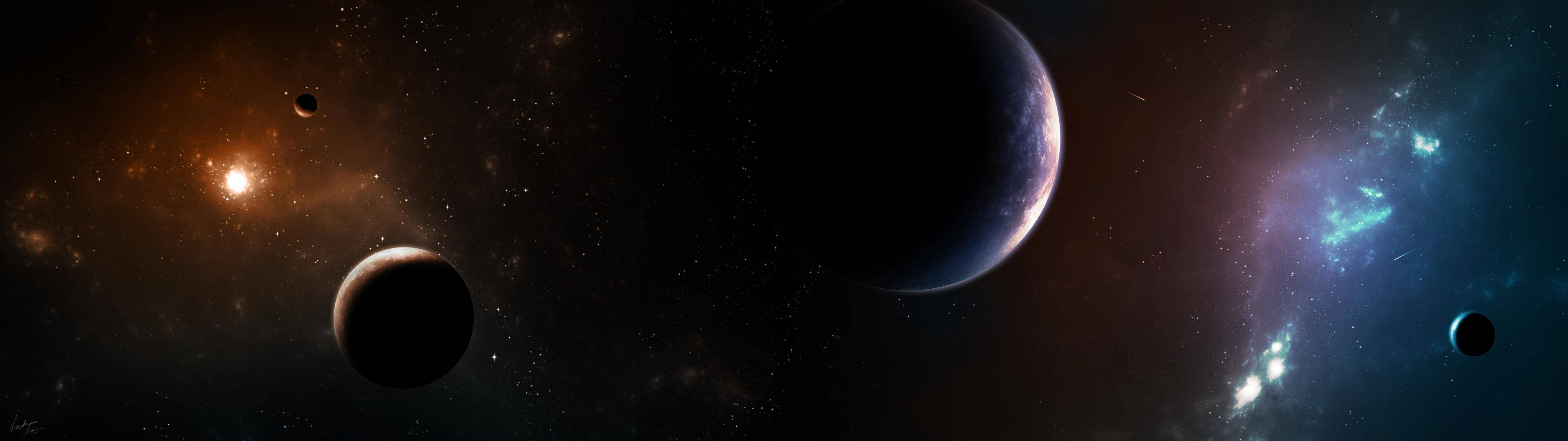 3840x1080 HD подвійний монітор Галактика Шпалери