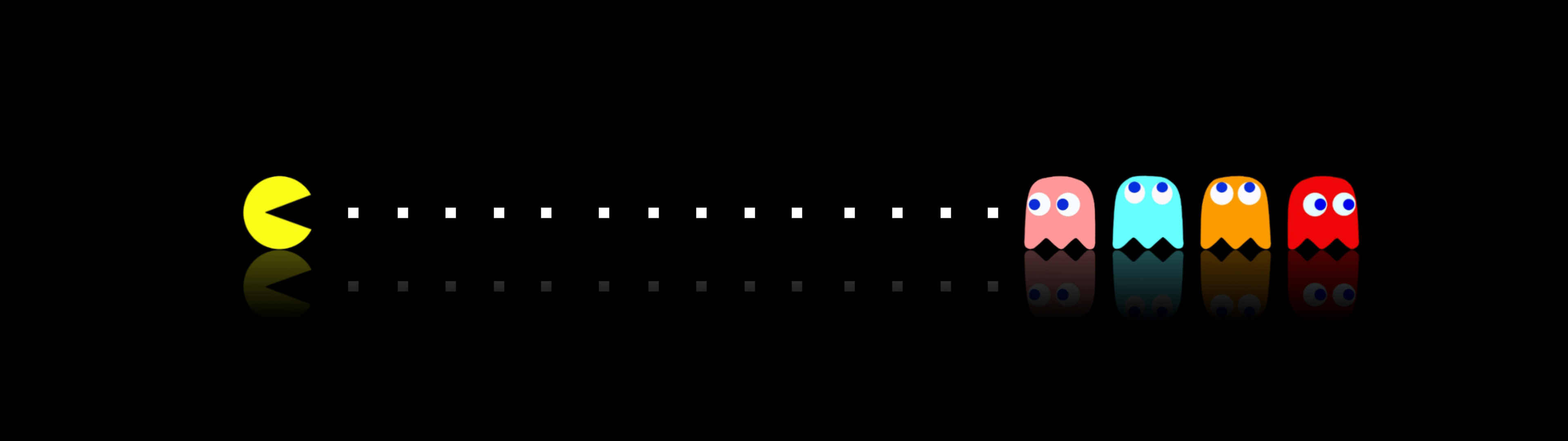 3840x1080 HD подвійний монітор Pacman Шпалери