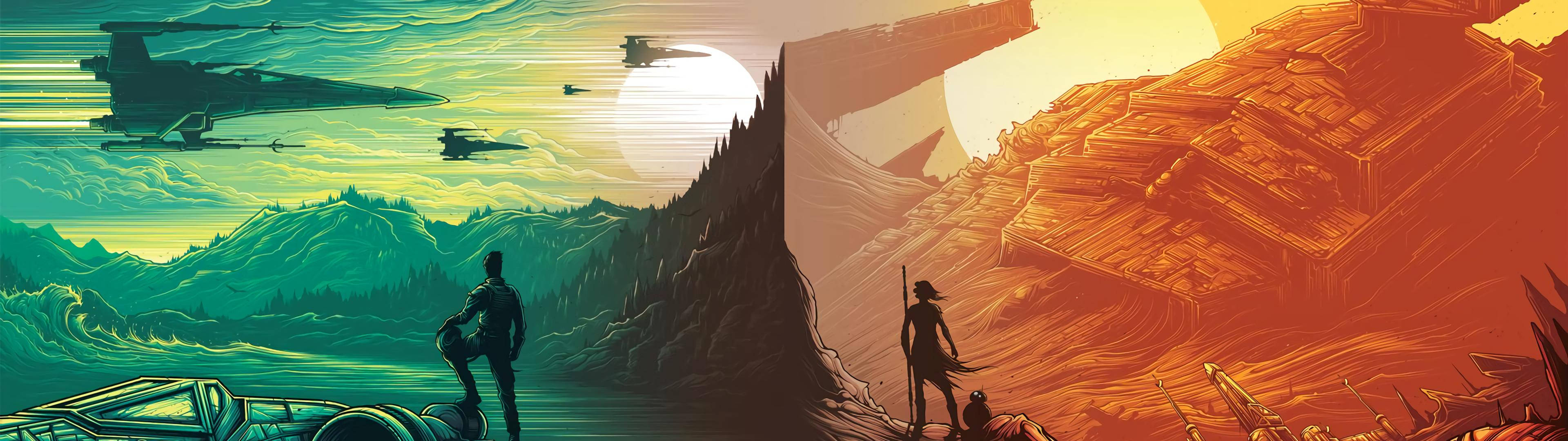 3840x1080 HD подвійний монітор арт Star Wars Шпалери