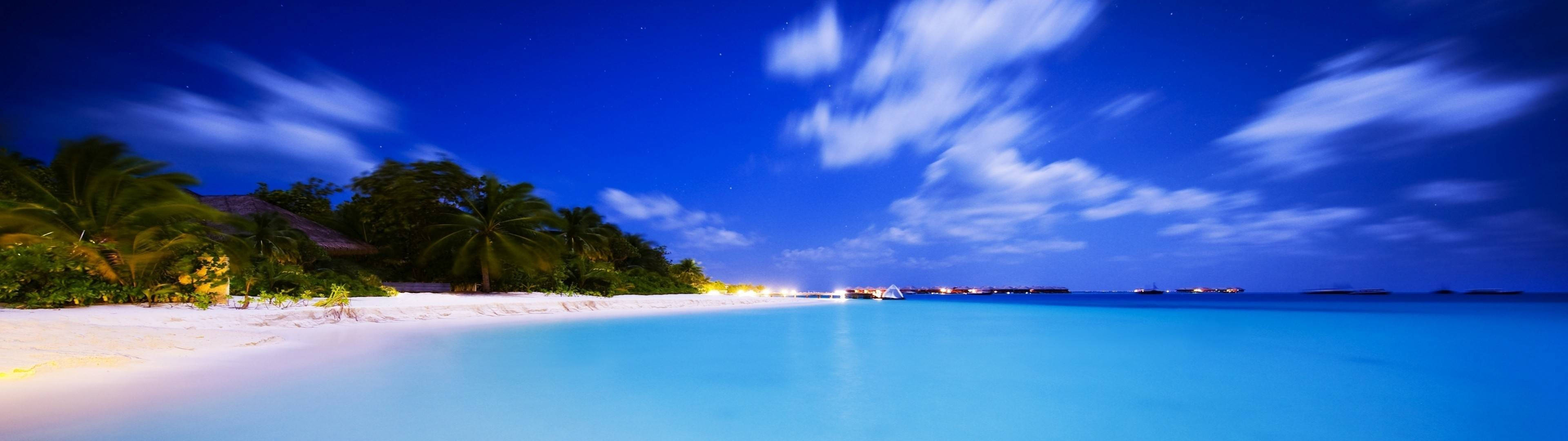 3840x1080 HD подвійний монітор Пляж Шпалери