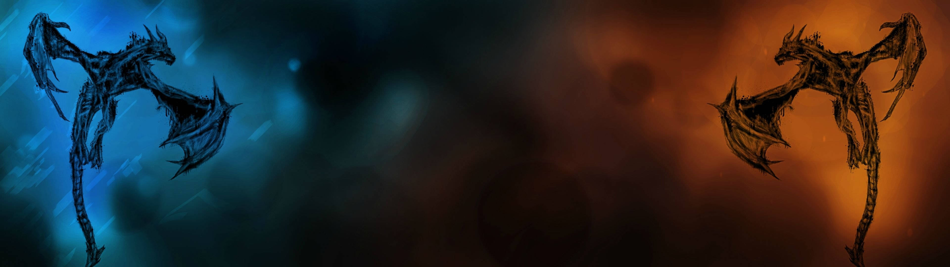 3840x1080 HD подвійний монітор Дракони Шпалери