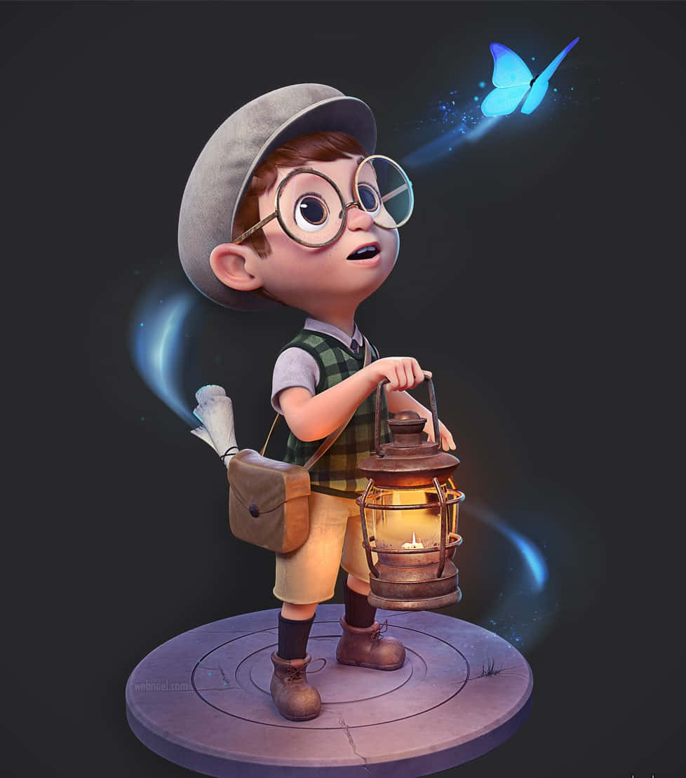 3D хлопчик мультяшний персонаж Шпалери