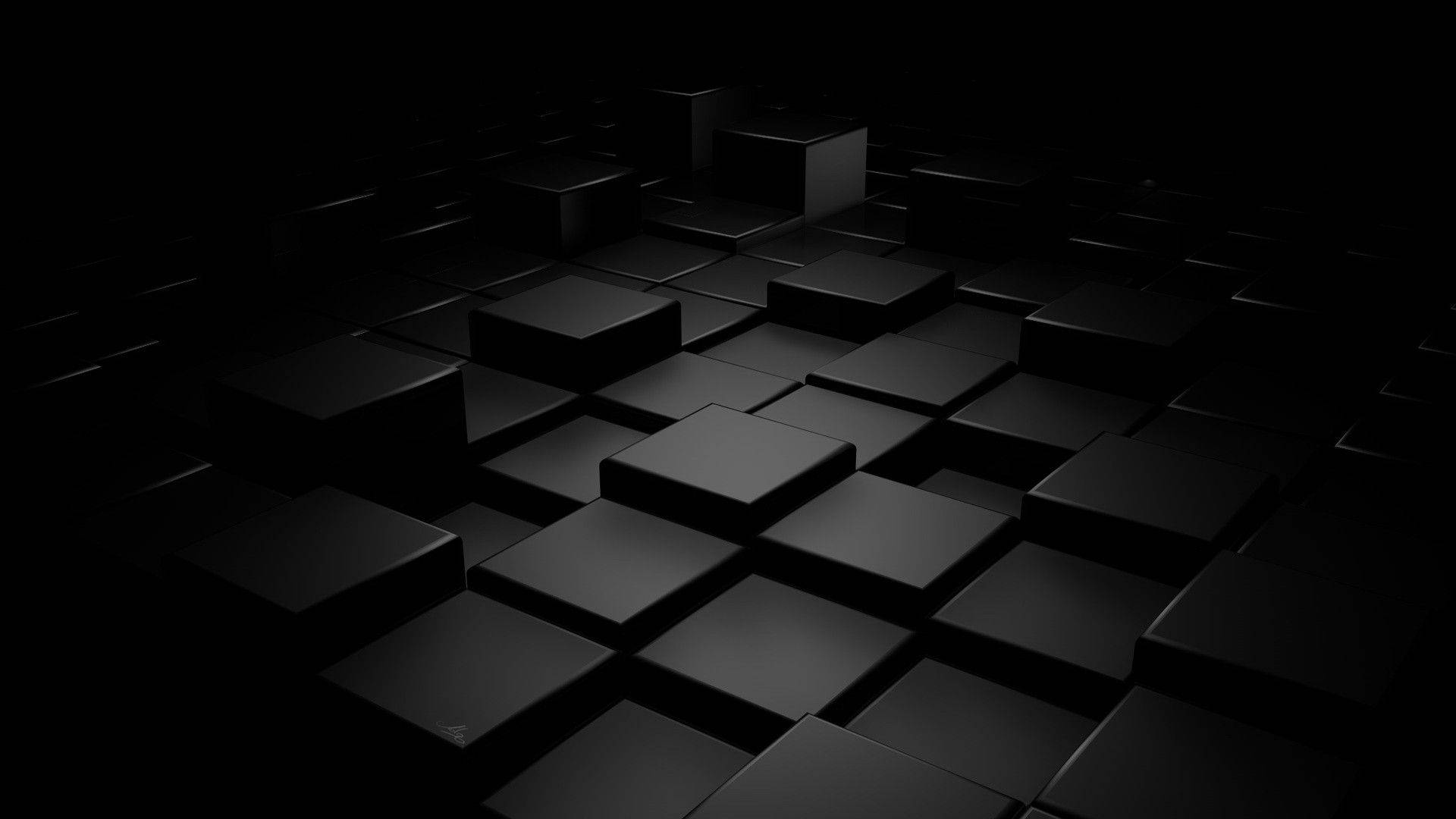 Чорні куби та квадрати 3D Шпалери