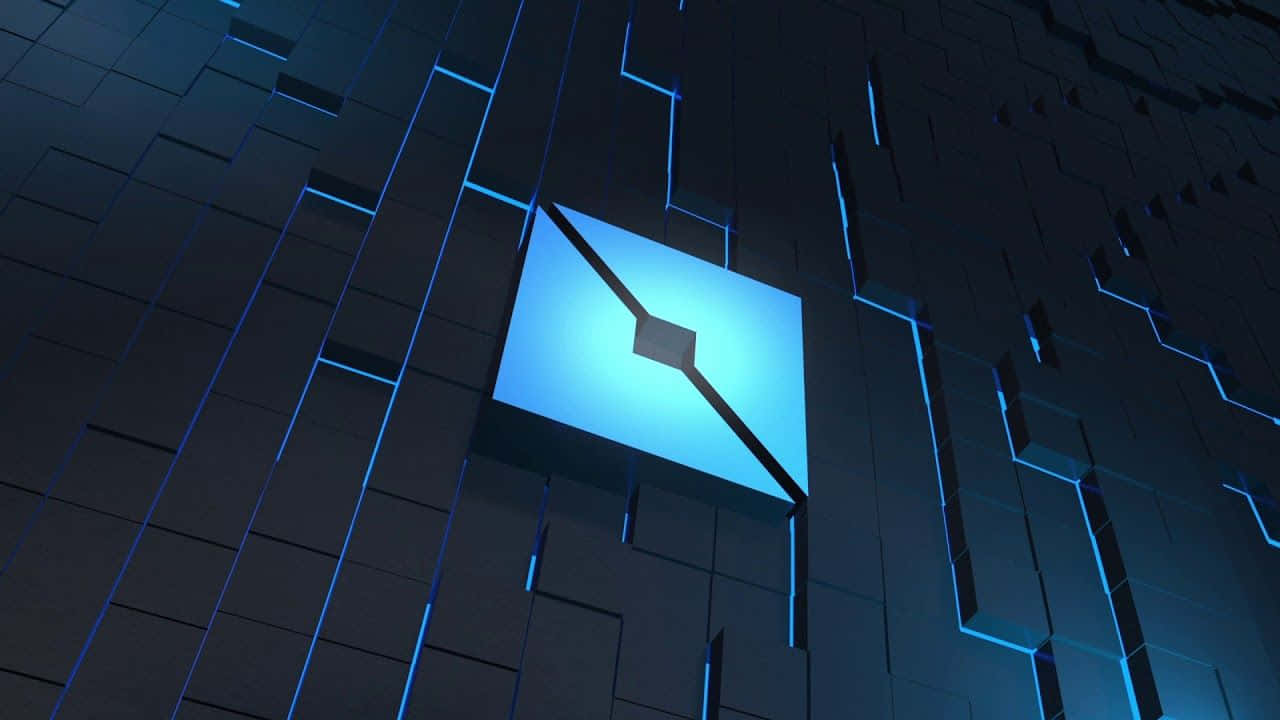 3D синій квадратний логотип Roblox Шпалери