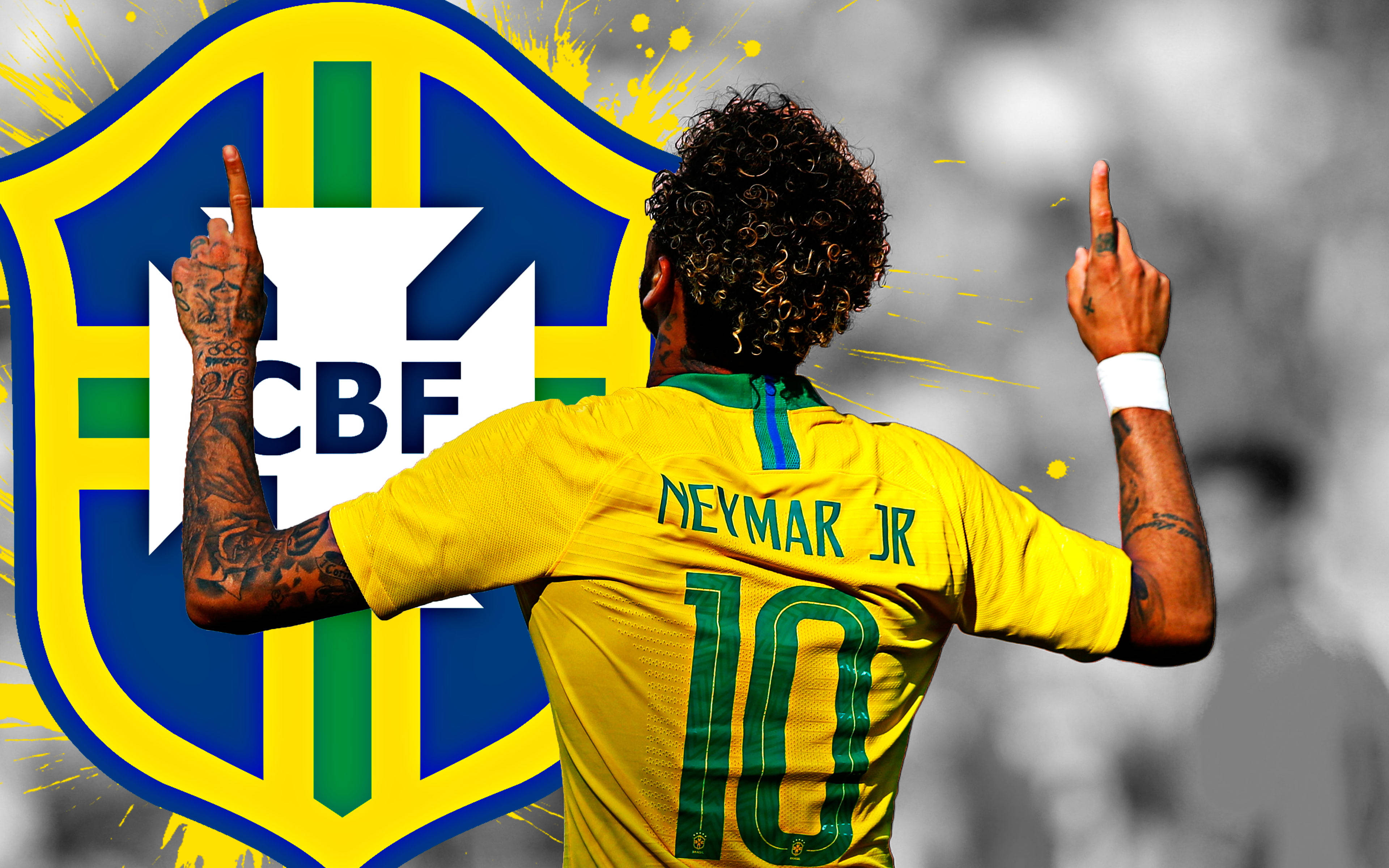 Неймар 4K з великим логотипом CBF Шпалери