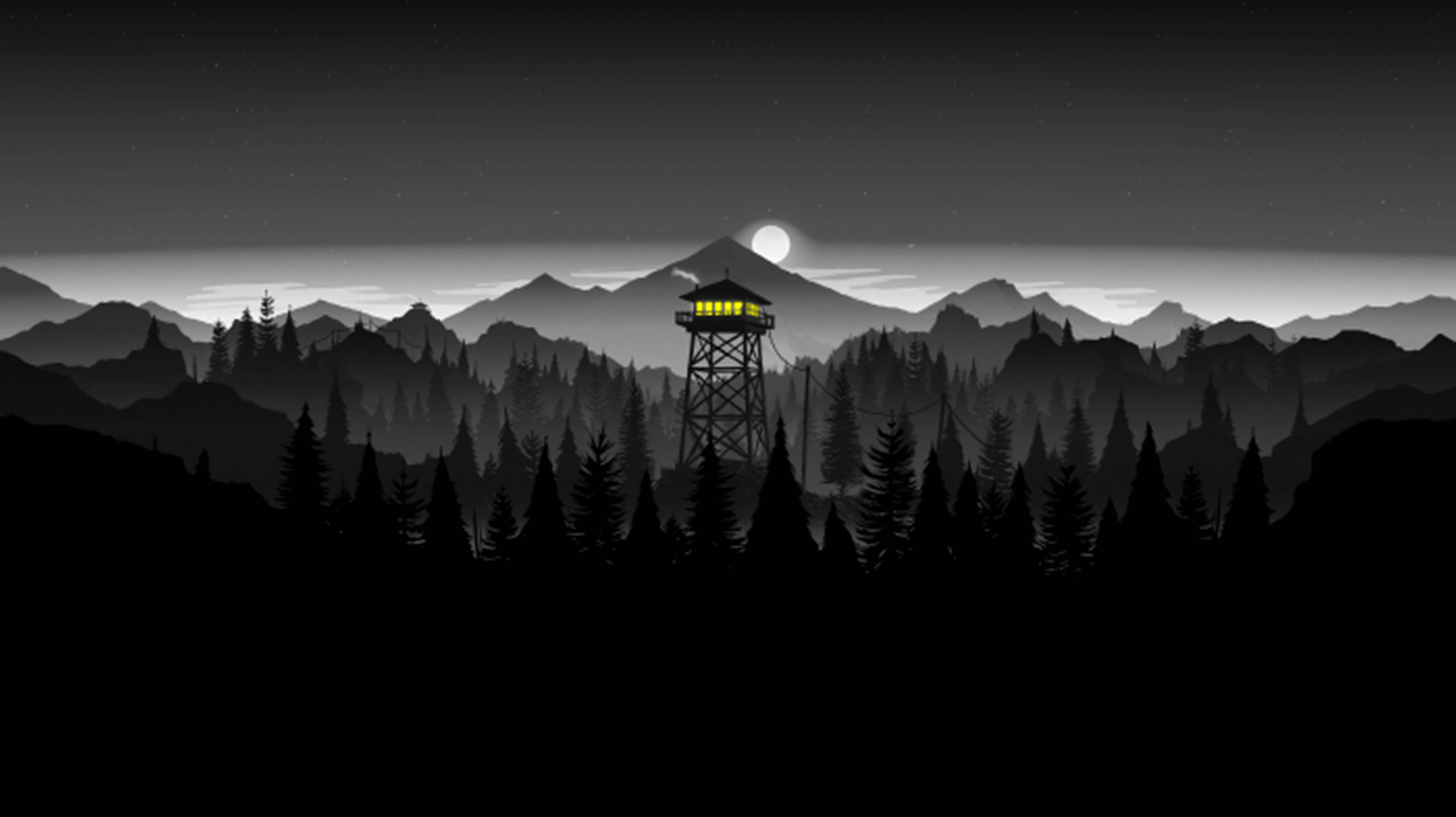 4K Firewatch Чорні гори та ліси Шпалери