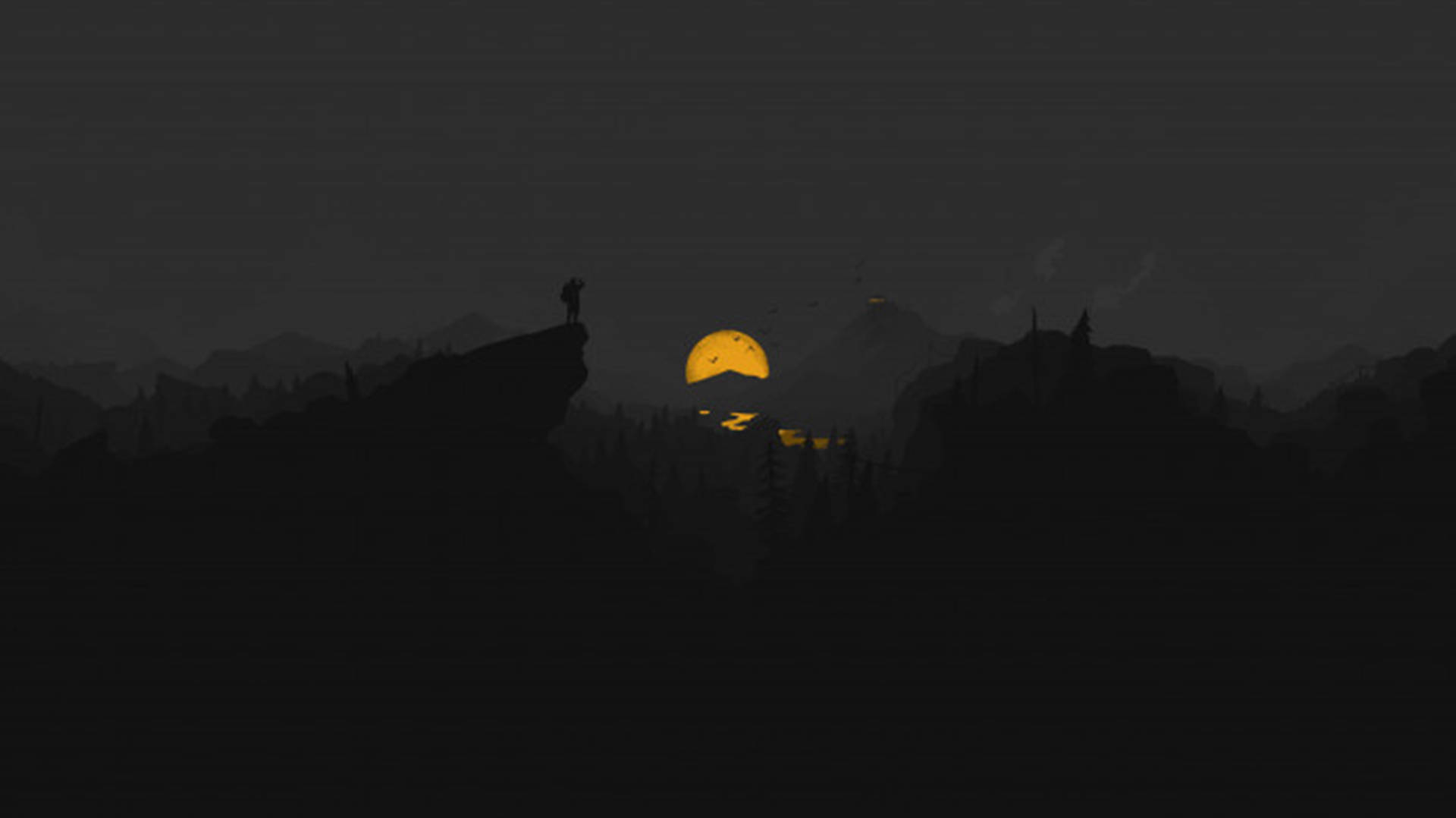 4K Firewatch Жовтий Місяць Річка