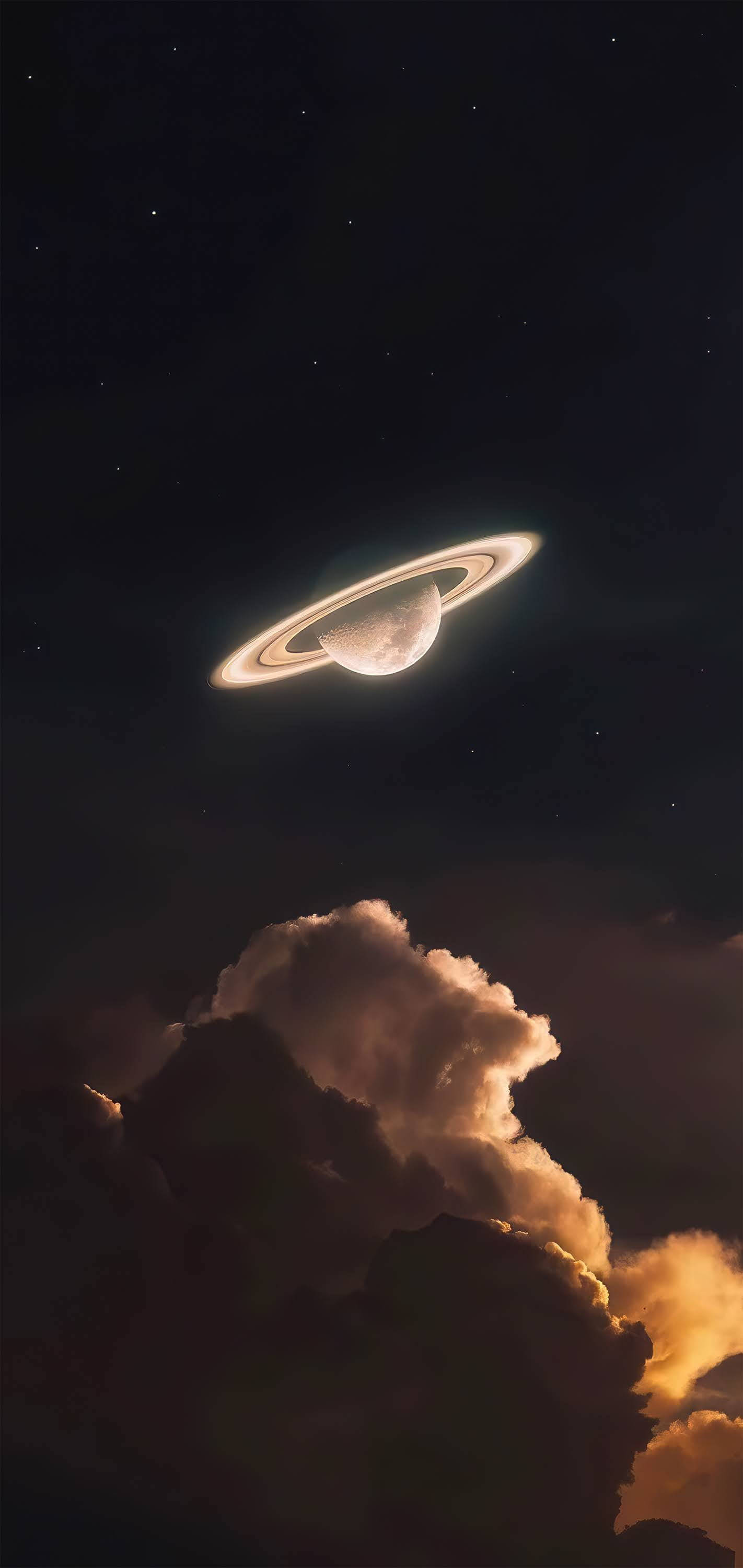 Сяючий естетичний Сатурн 4K Шпалери