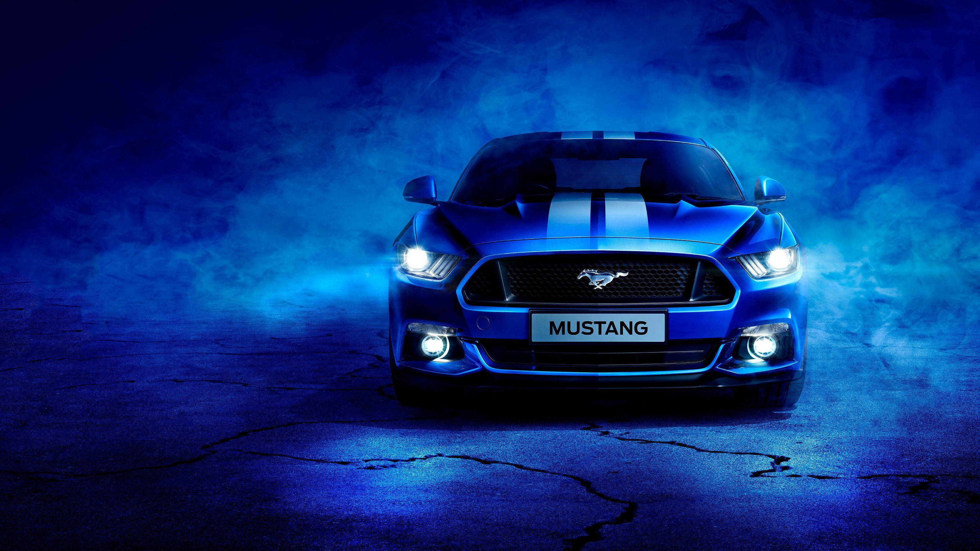 Автомобіль 4K Металік Синій Ford Mustang Шпалери