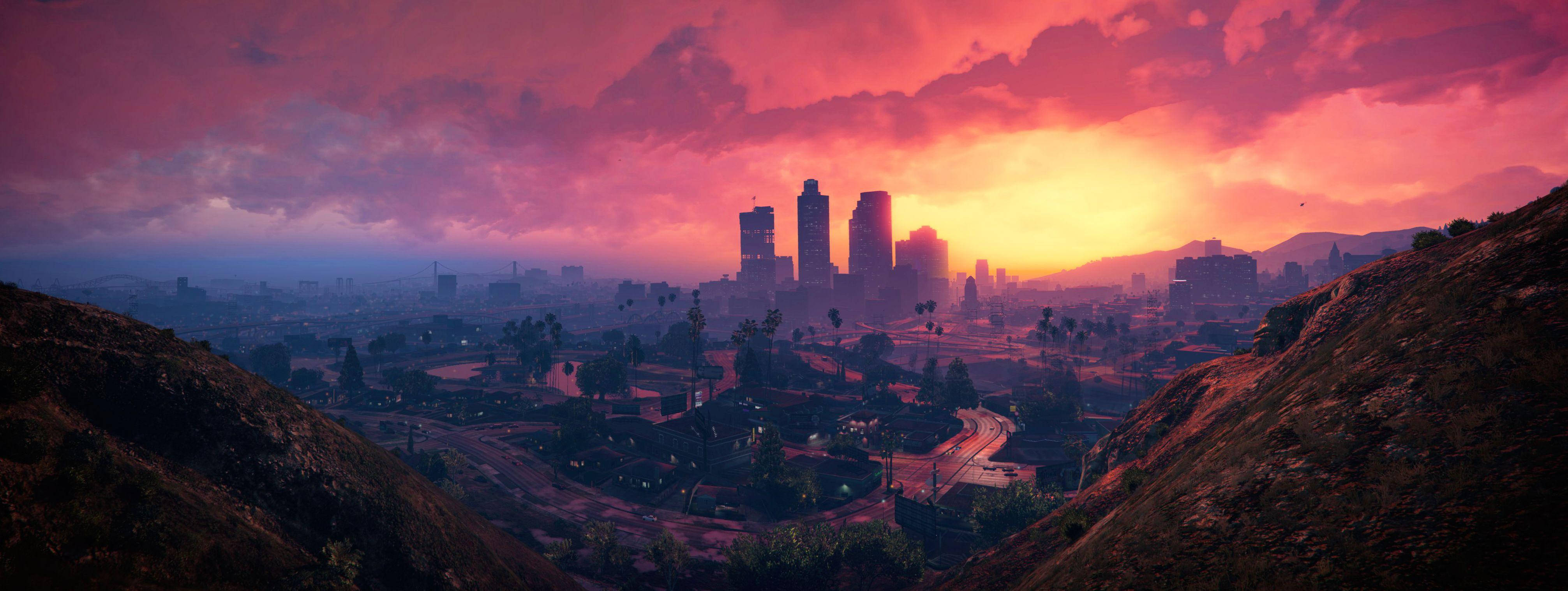 4K GTA 5 Лос-Сантос міський горизонт Шпалери