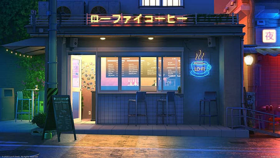 Кафе 4K Lo Fi Шпалери
