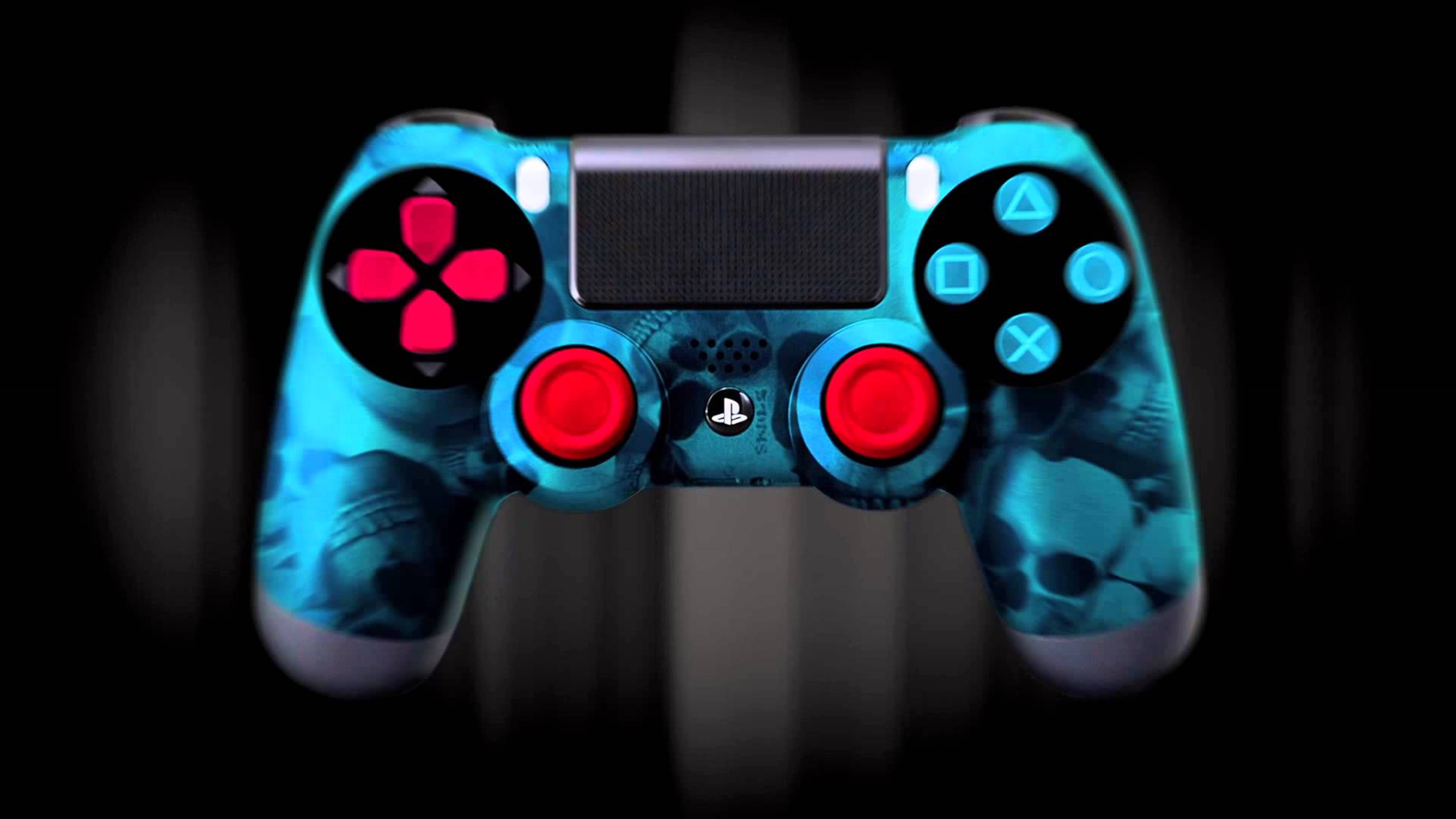 4K PS4 з неоновим черепом Шпалери