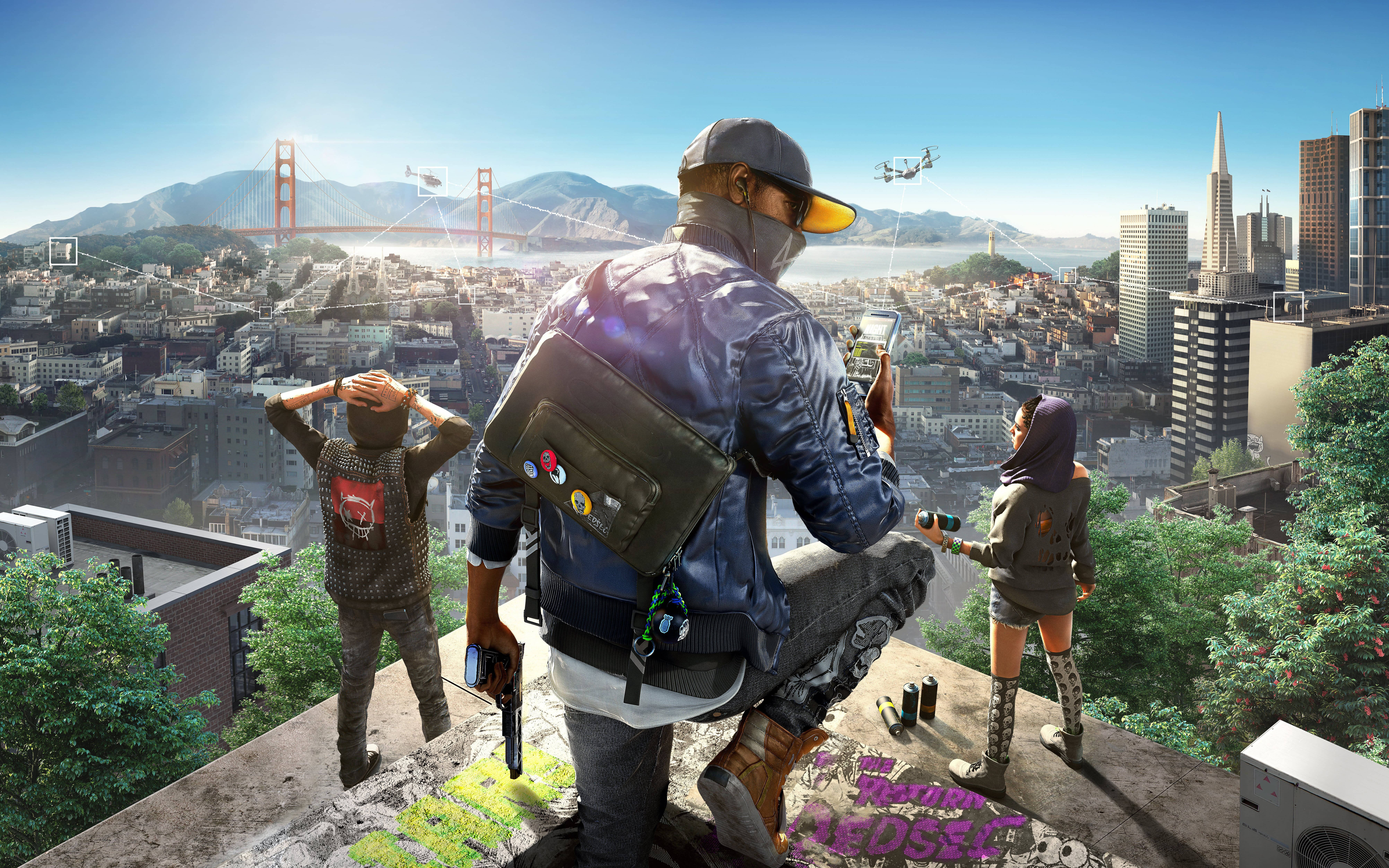 Захоплюючий 4K дисплей відеогри Watch Dogs 2 Шпалери