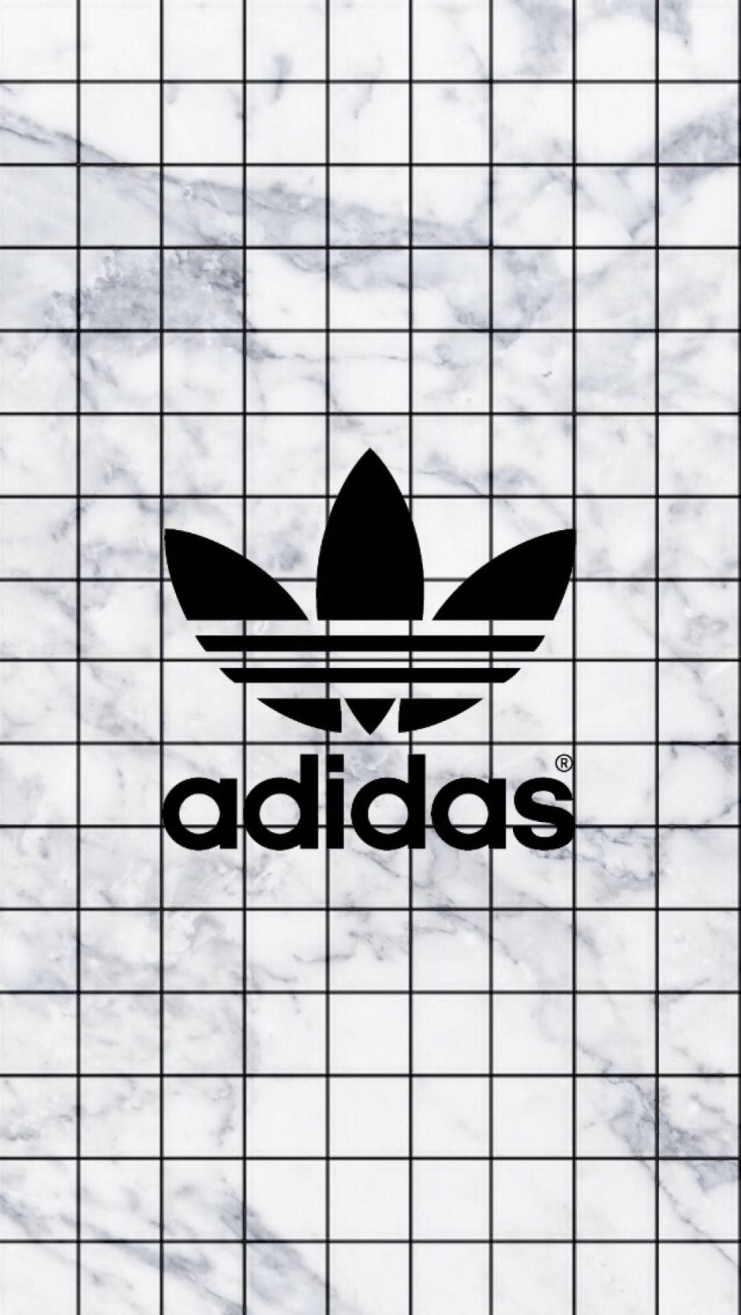Білий естетичний логотип Adidas на мармурі Шпалери