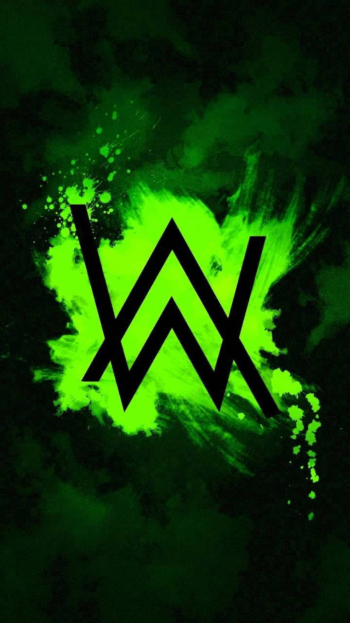 Неоновий зелений та чорний логотип Alan Walker Шпалери