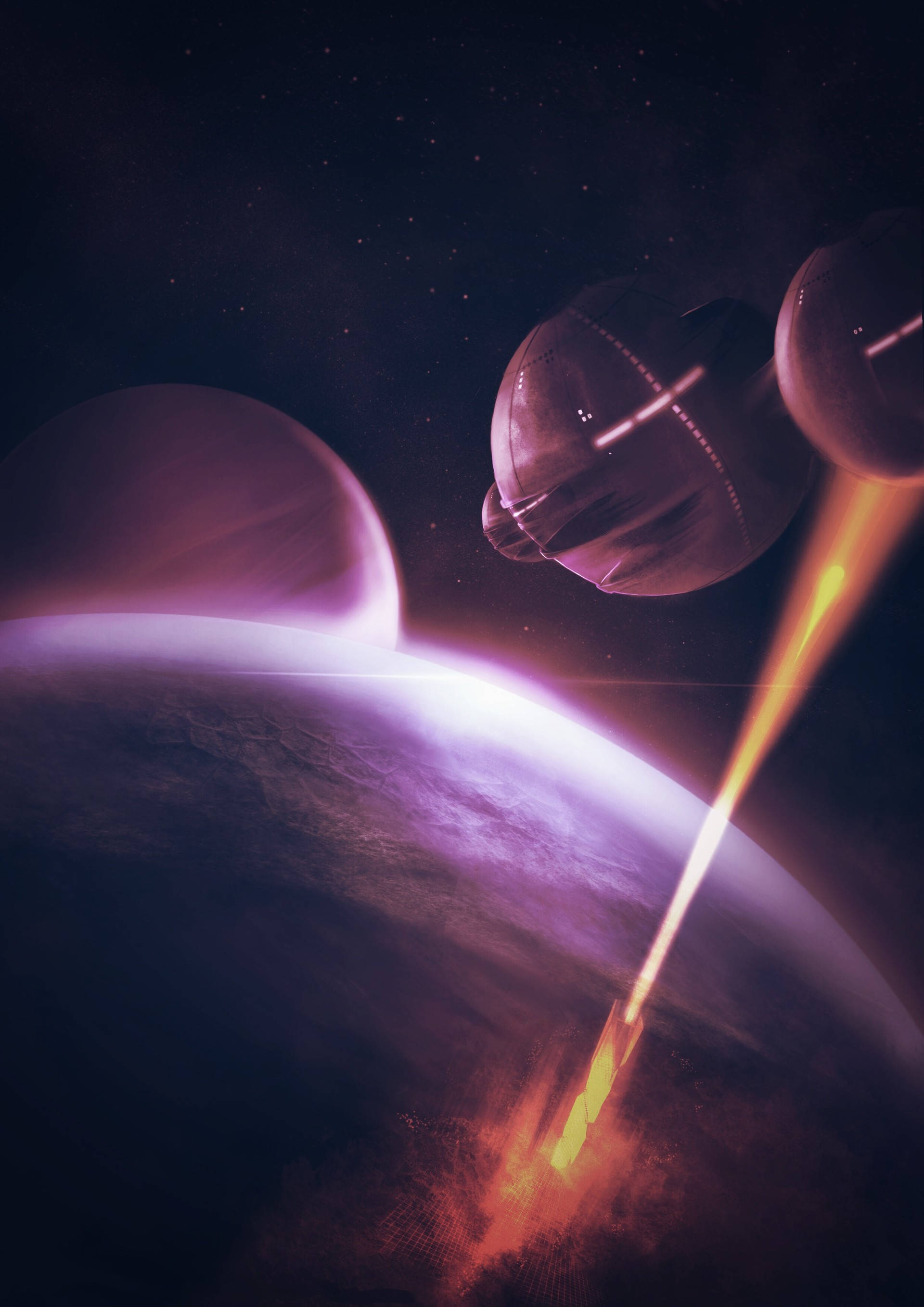 Alien ship attacking a city Шпалери