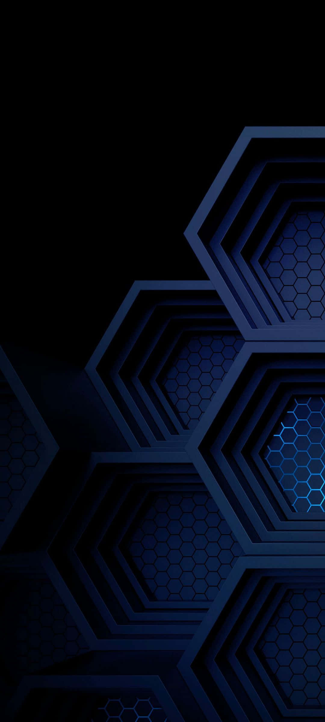 Сині AMOLED шестикутники Шпалери