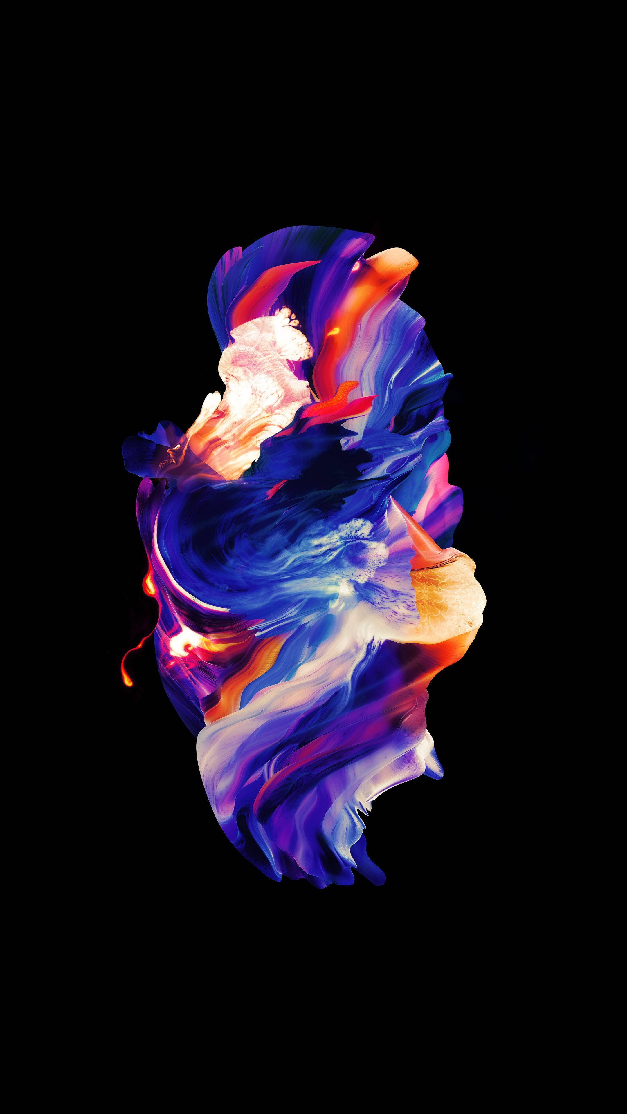 Произведение искусства с яркими цветами, излучающимися на AMOLED-экране Шпалери
