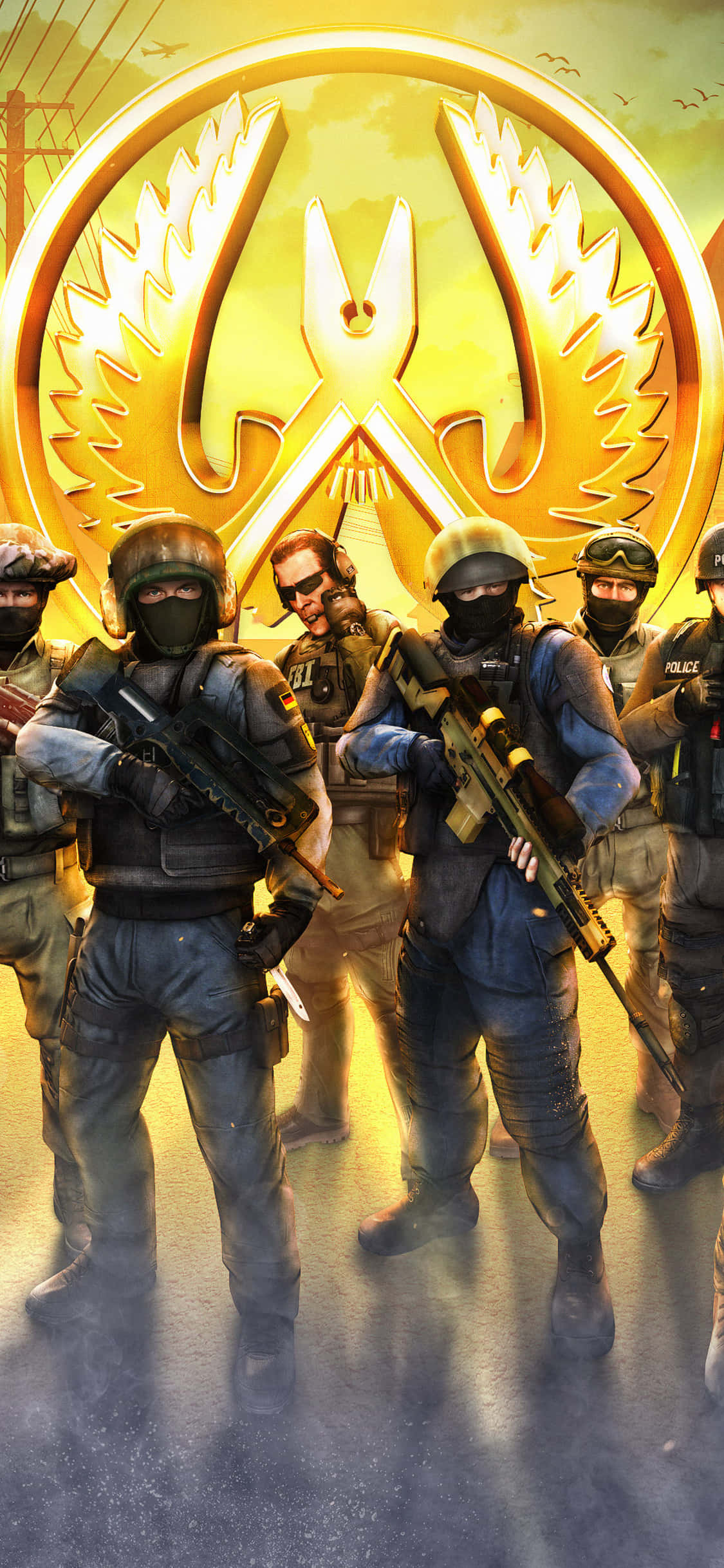 Android Counter-strike Global Offensive Контртеррористы с фоном логотипа Шпалери