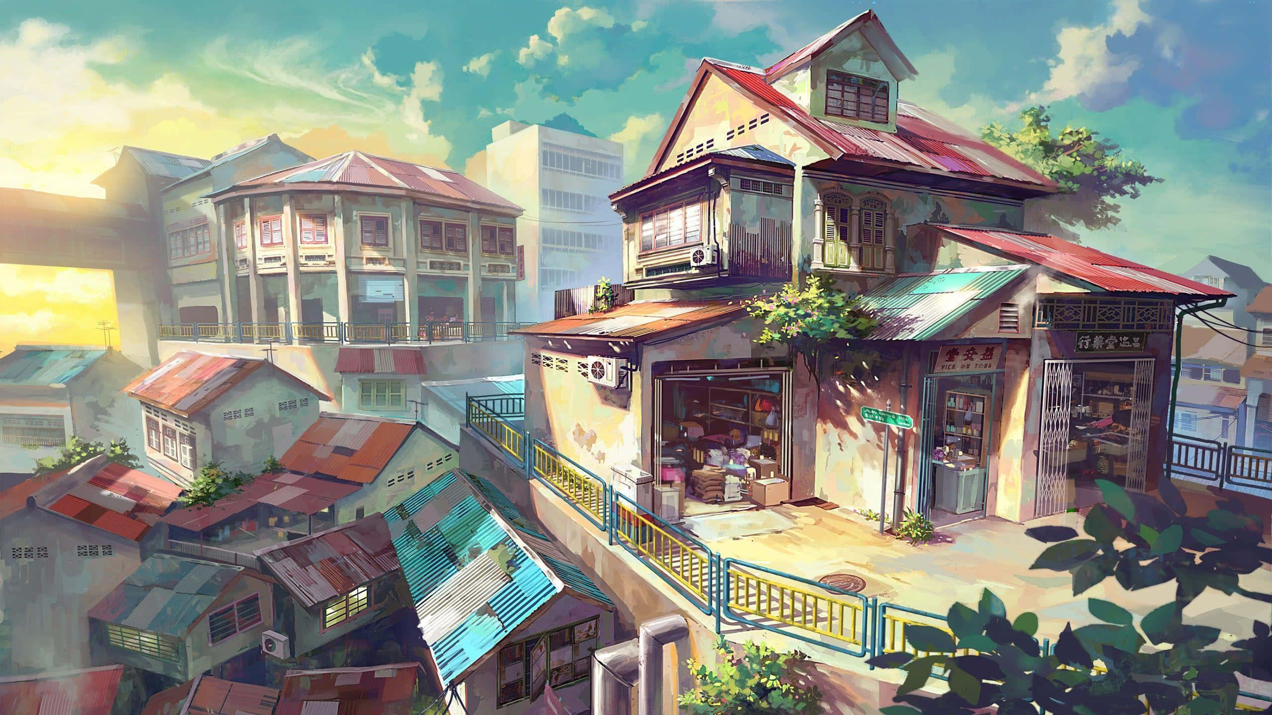 Спокійний пейзаж з Anime Landscape Шпалери