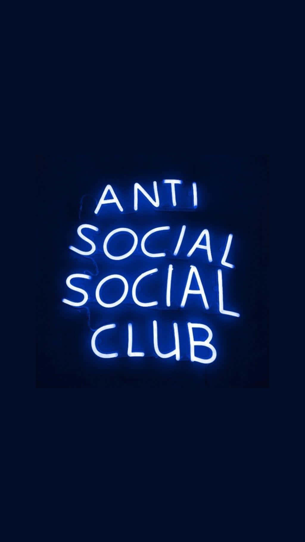 Anti Social Club iPhone неонова синя вивіска Шпалери
