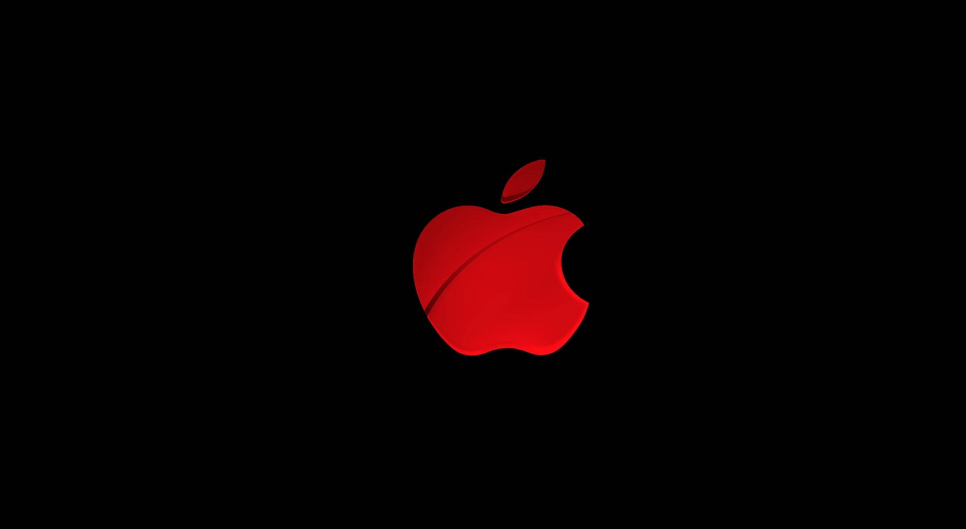 Освітлений червоний логотип Apple на гладкому чорному фоні Шпалери