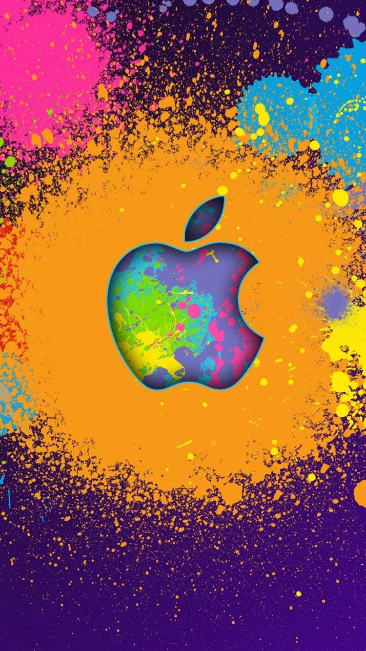 Кольоровий сплеск арт логотип Apple iPhone Шпалери