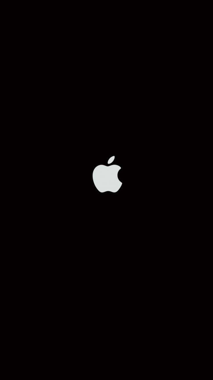Білий логотип Apple на чорному iPhone Шпалери