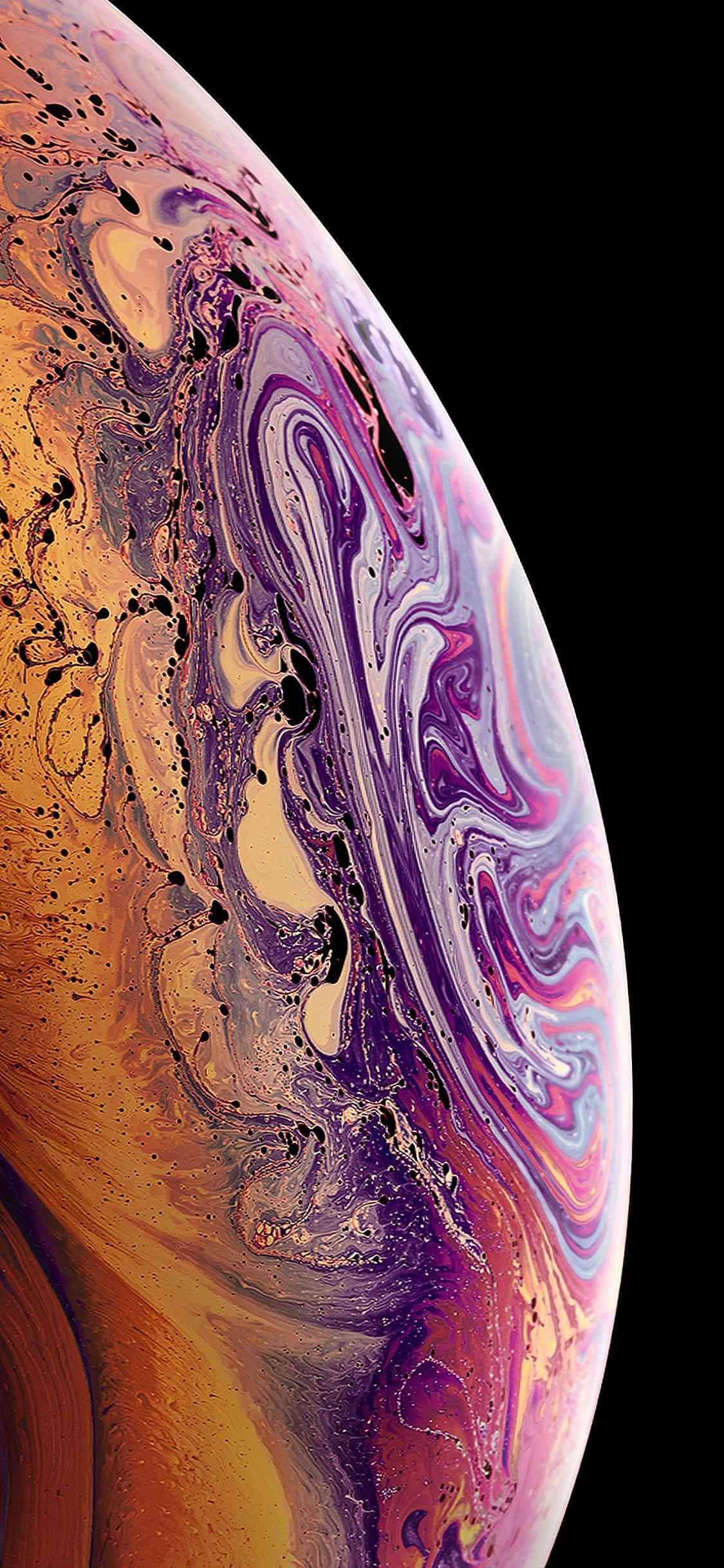 Apple iPhone XS Фіолетовый градиент с пузырьками Шпалери