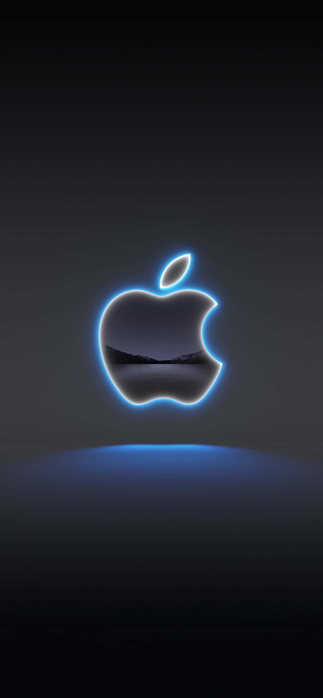 Светящийся синий логотип Apple на фоне Pixel 3 Шпалери
