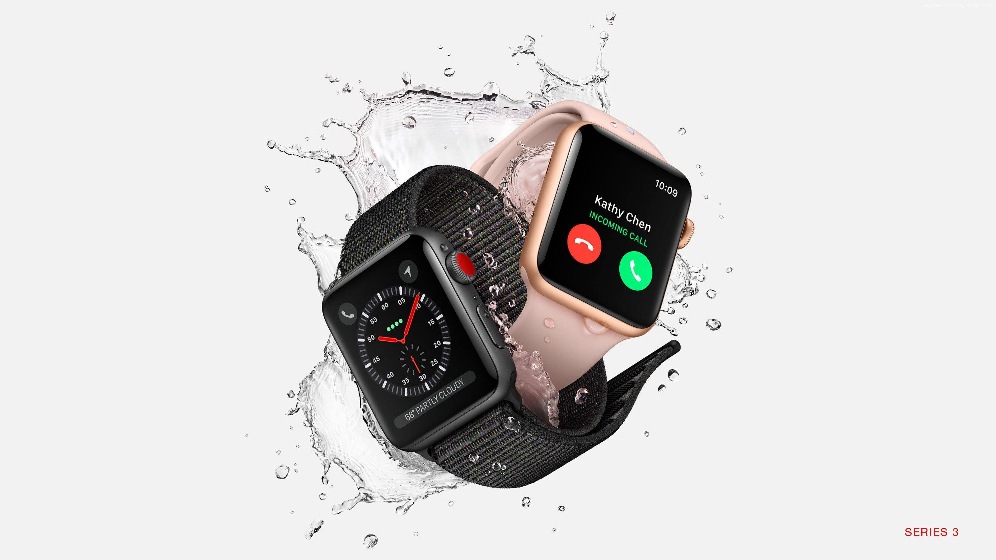 Apple Watch с водяними бризгами Шпалери