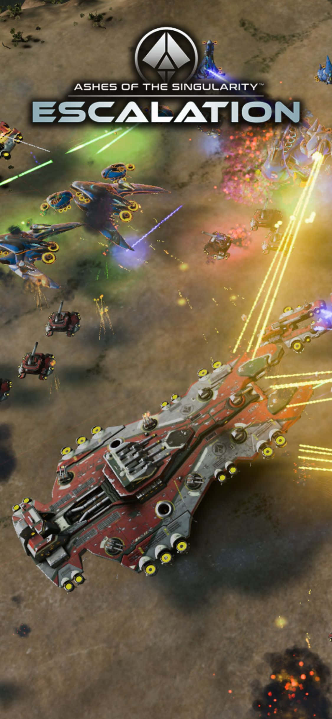 Дослідите обширные миры Ashes Of The Singularity Escalation на вашем iPhone X Шпалери