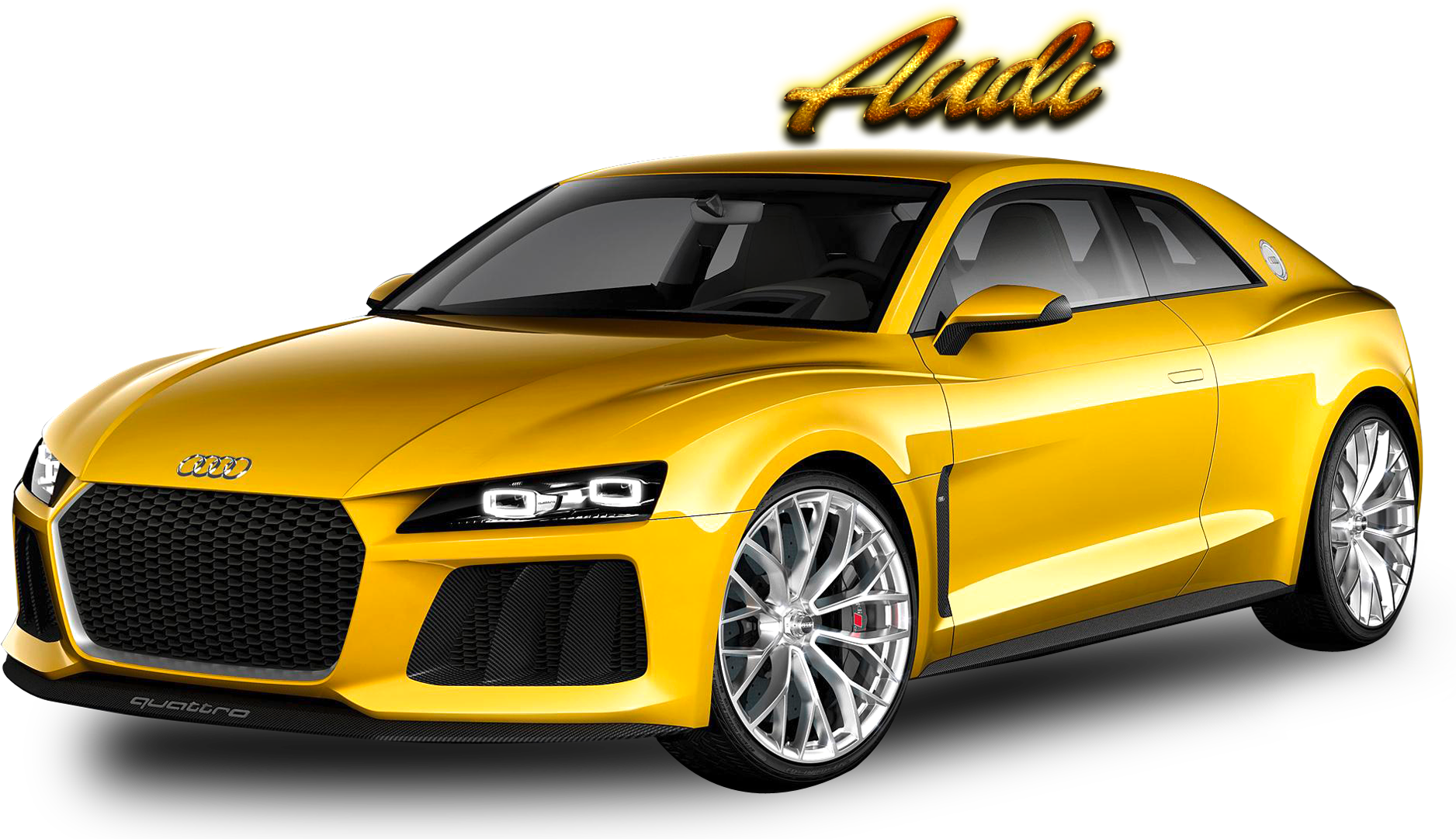Жовтий спортивний автомобіль Audi Quattro Шпалери