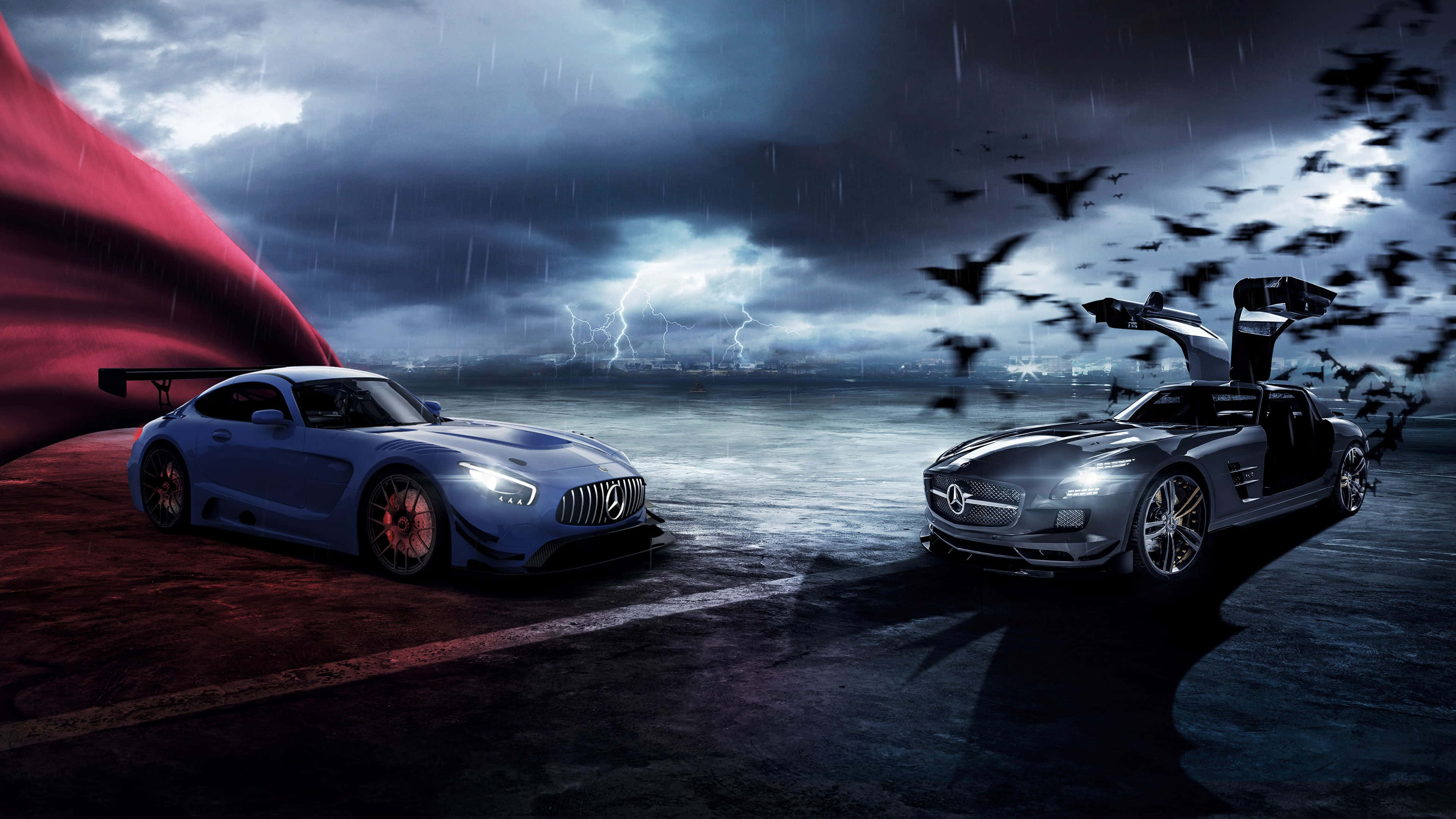 Batman Superman Автомобилі Mercedes AMG Шпалери