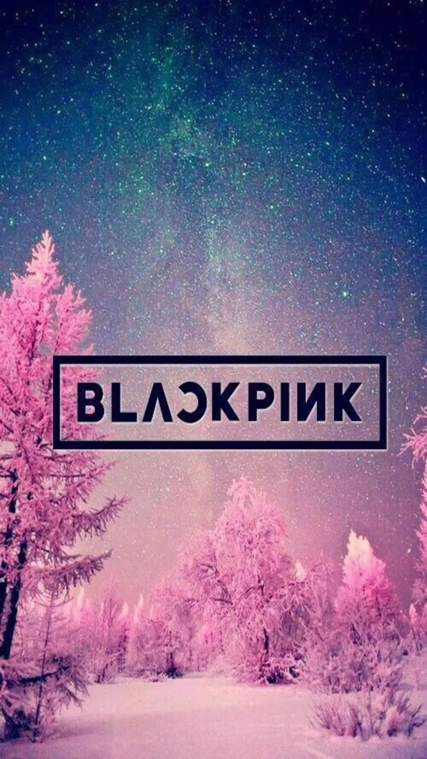 Логотип Blackpink на рожевому засніженому лісі Шпалери