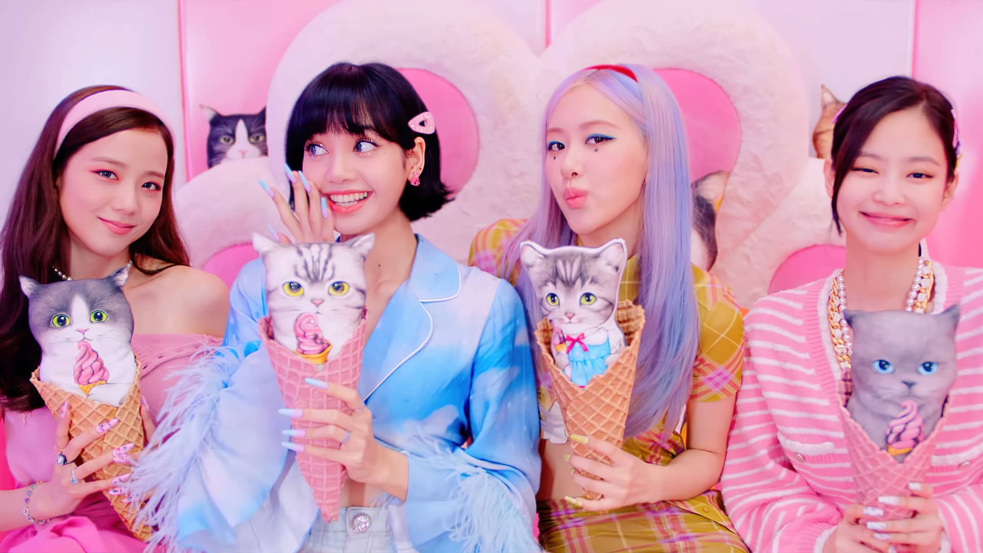 Blackpink миле фото зі зйомок музичного відео Ice Cream Шпалери