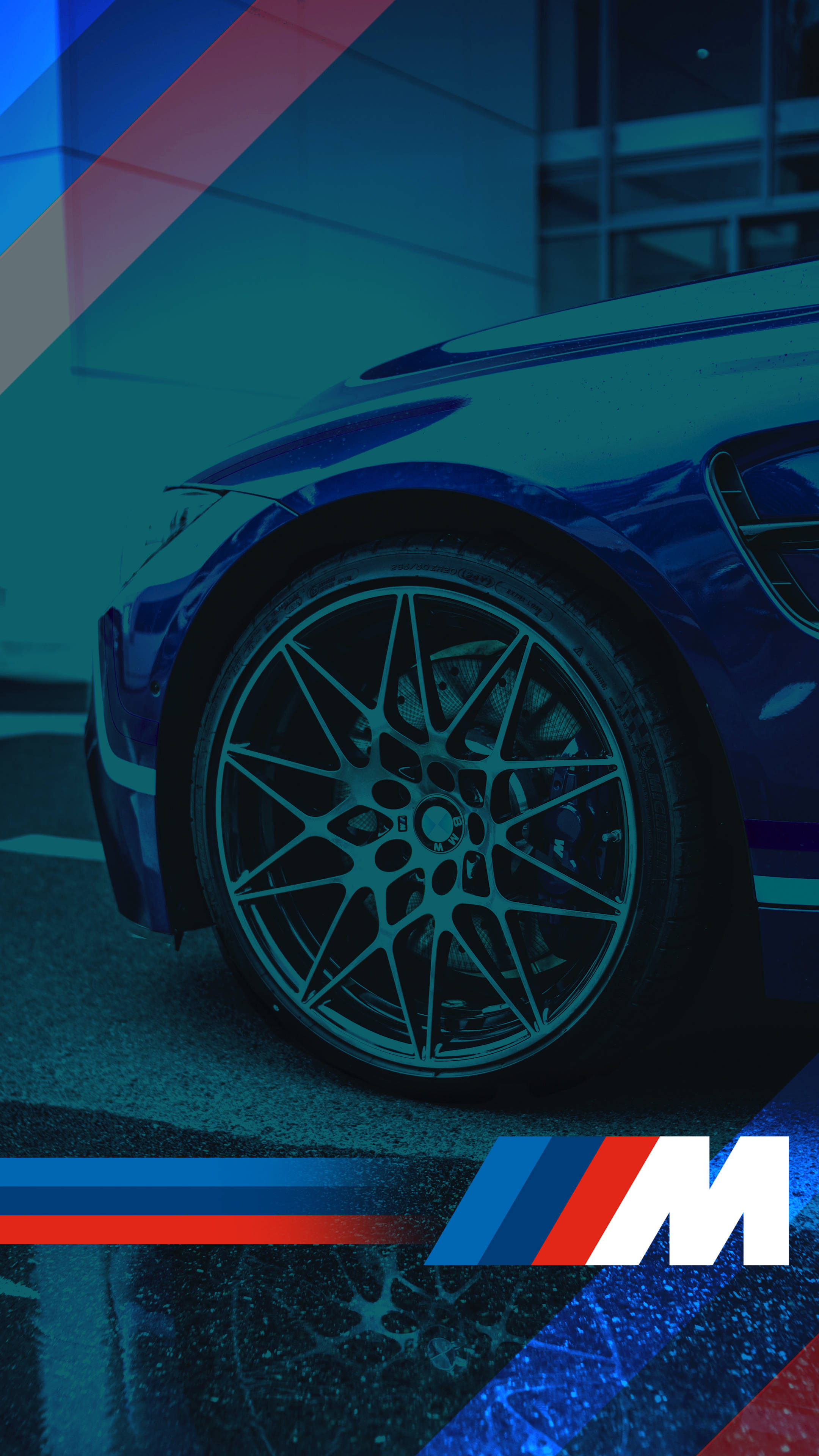 Синє автомобільне колесо з логотипом BMW M Шпалери